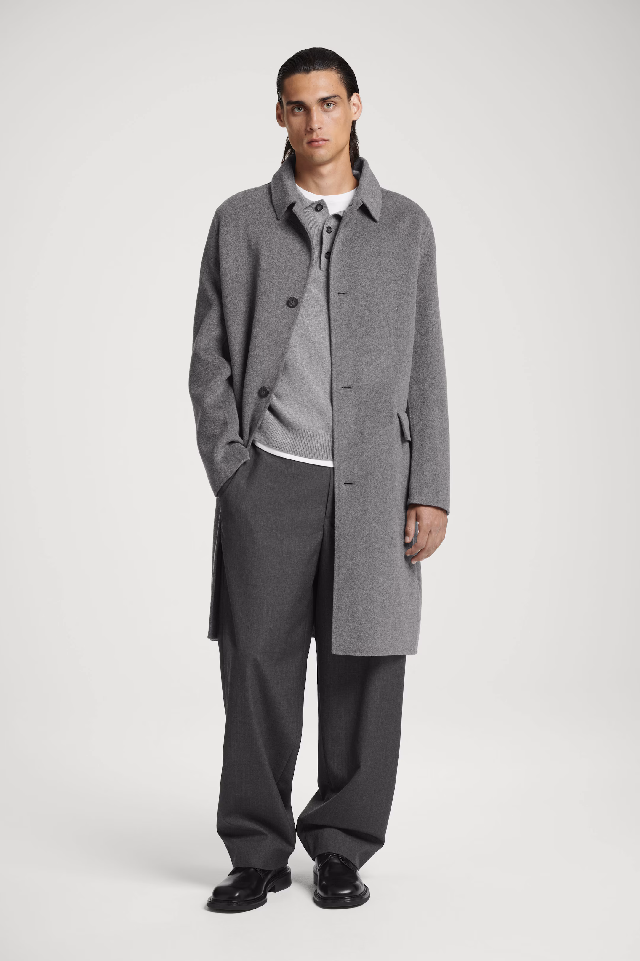 SQUARE-TOE LEATHER DERBY SHOES