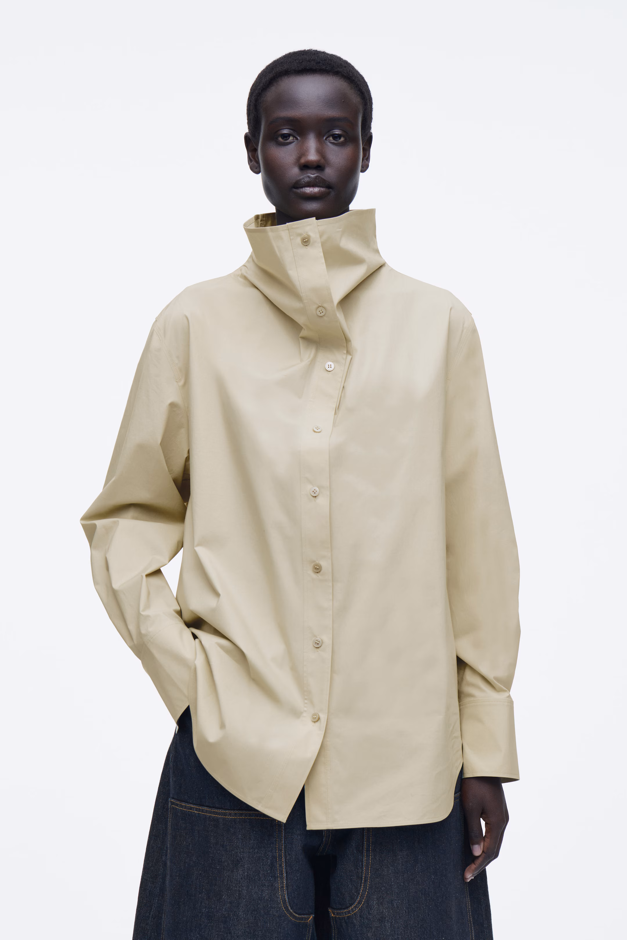 RELAXED FUNNEL-NECK SHIRT