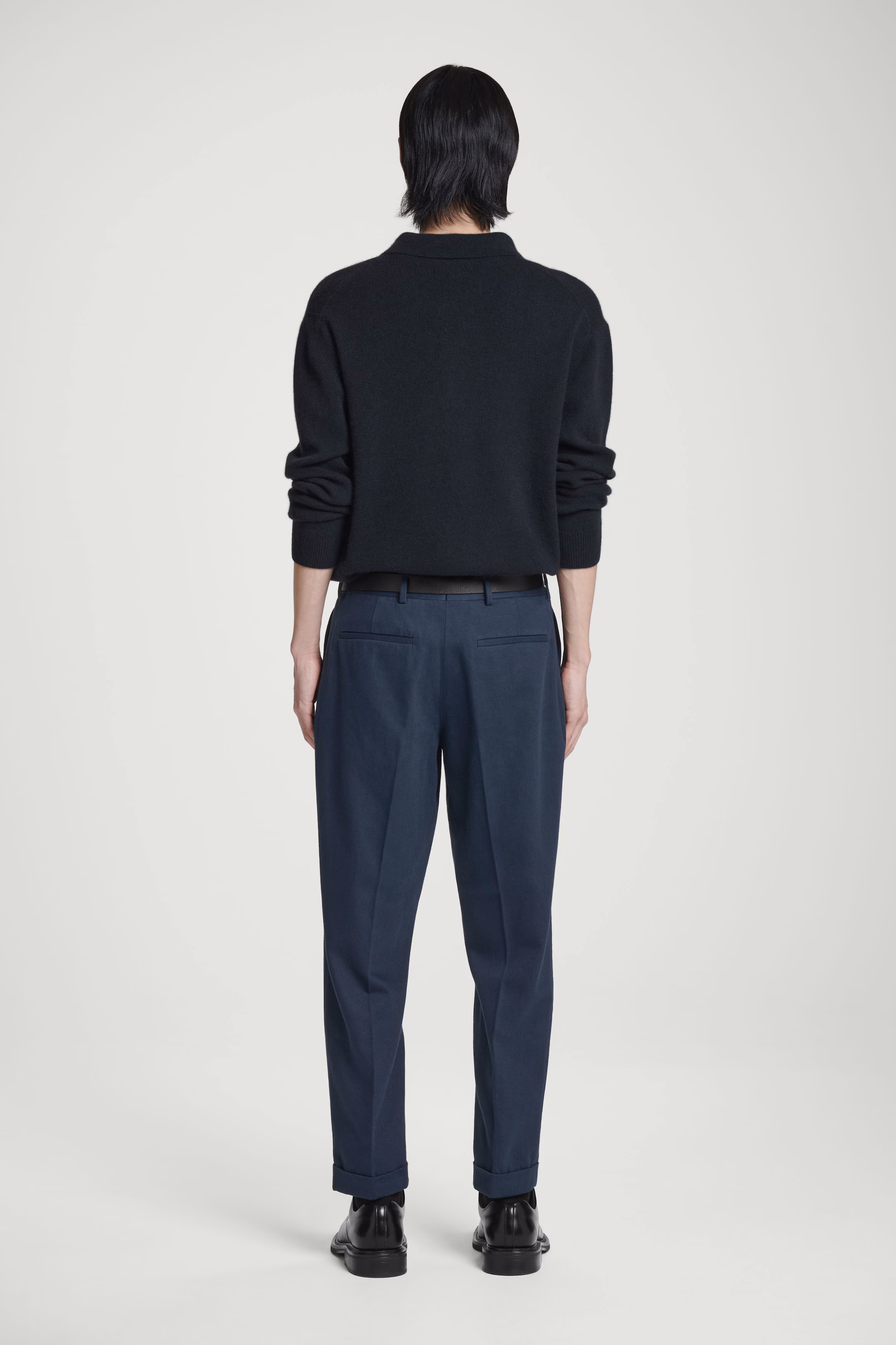 TURN-UP TAPERED TWILL TROUSERS