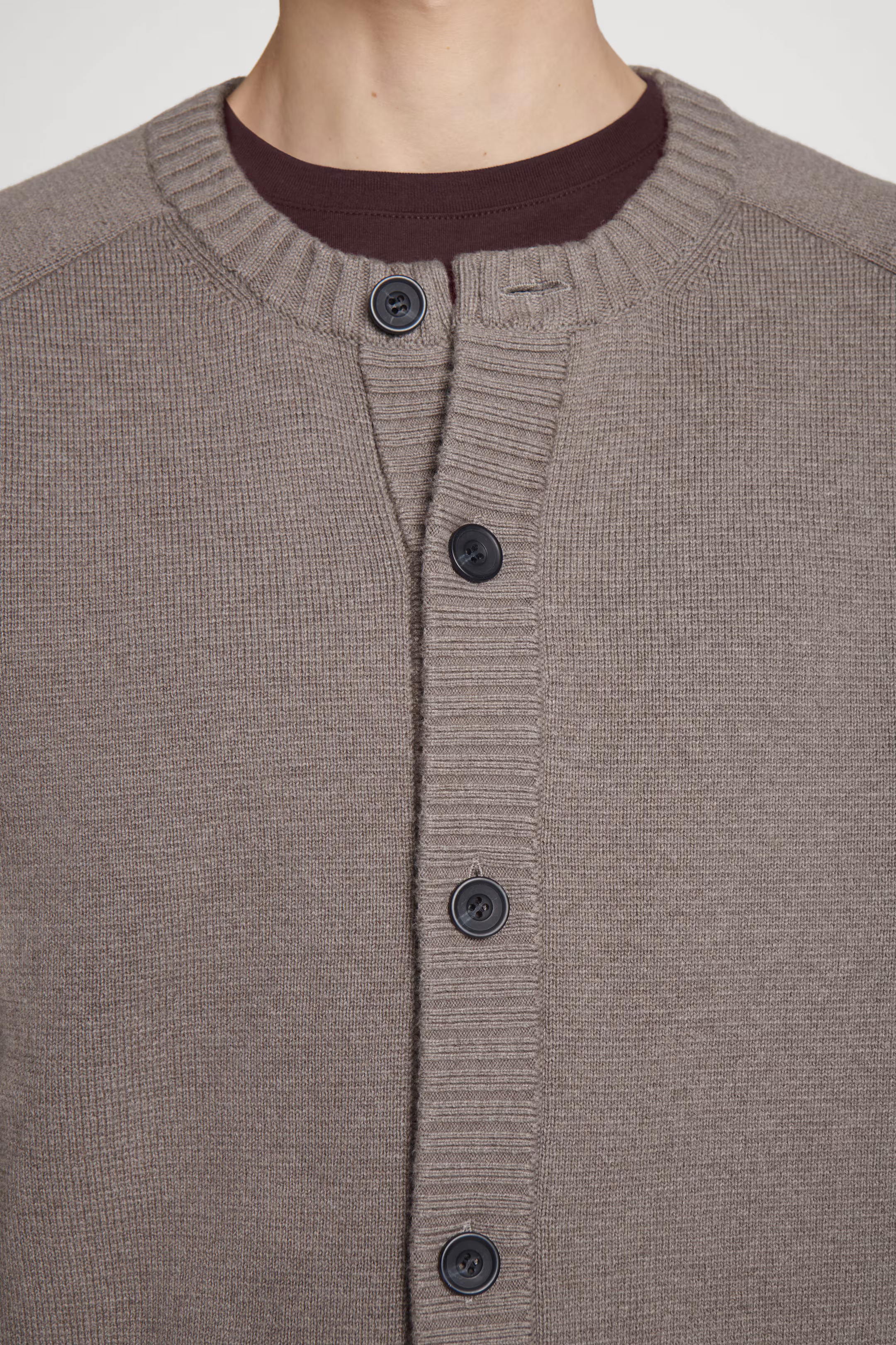 WOOL-BLEND CREW-NECK CARDIGAN