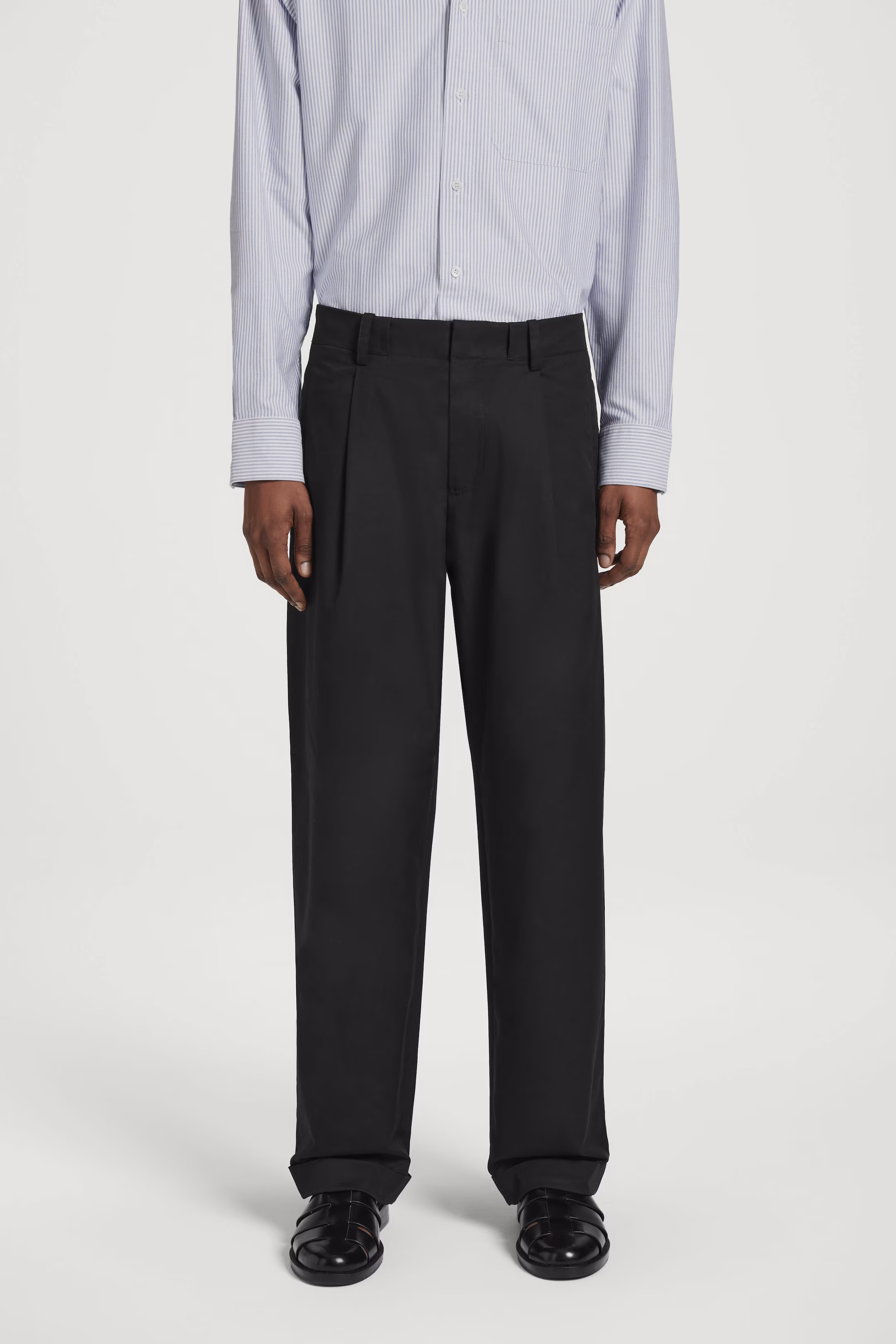 TAPERED COTTON TURN-UP TROUSERS