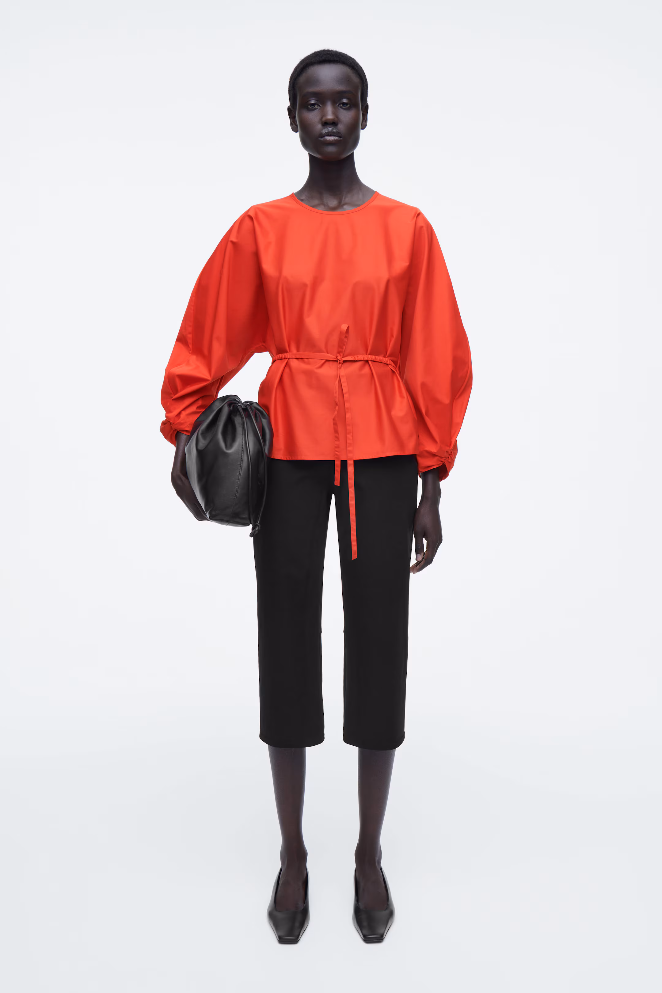 DRAWSTRING PEPLUM BLOUSE