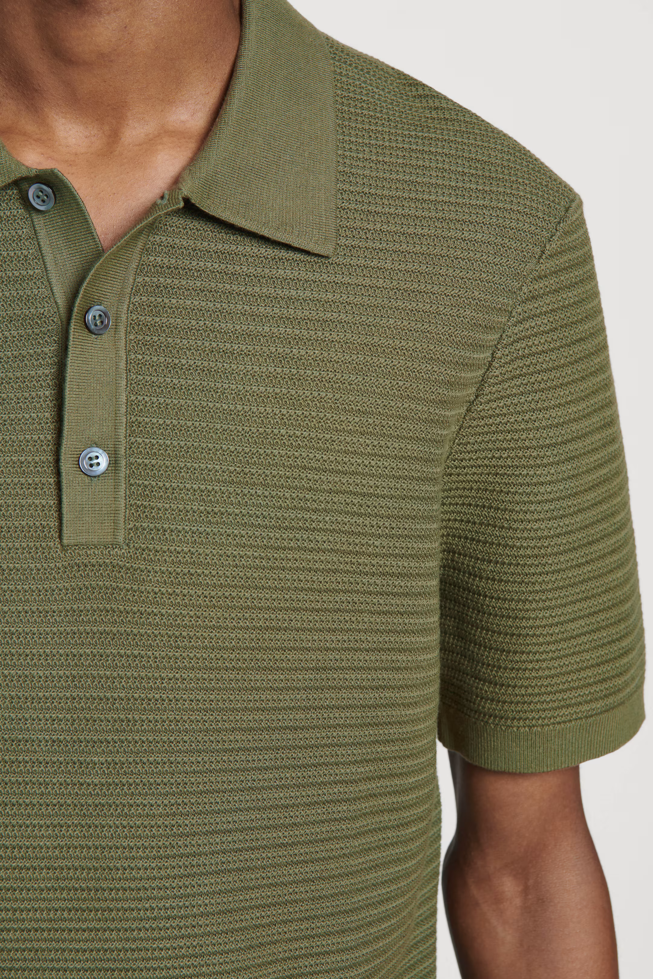 TEXTURED KNITTED COTTON POLO SHIRT