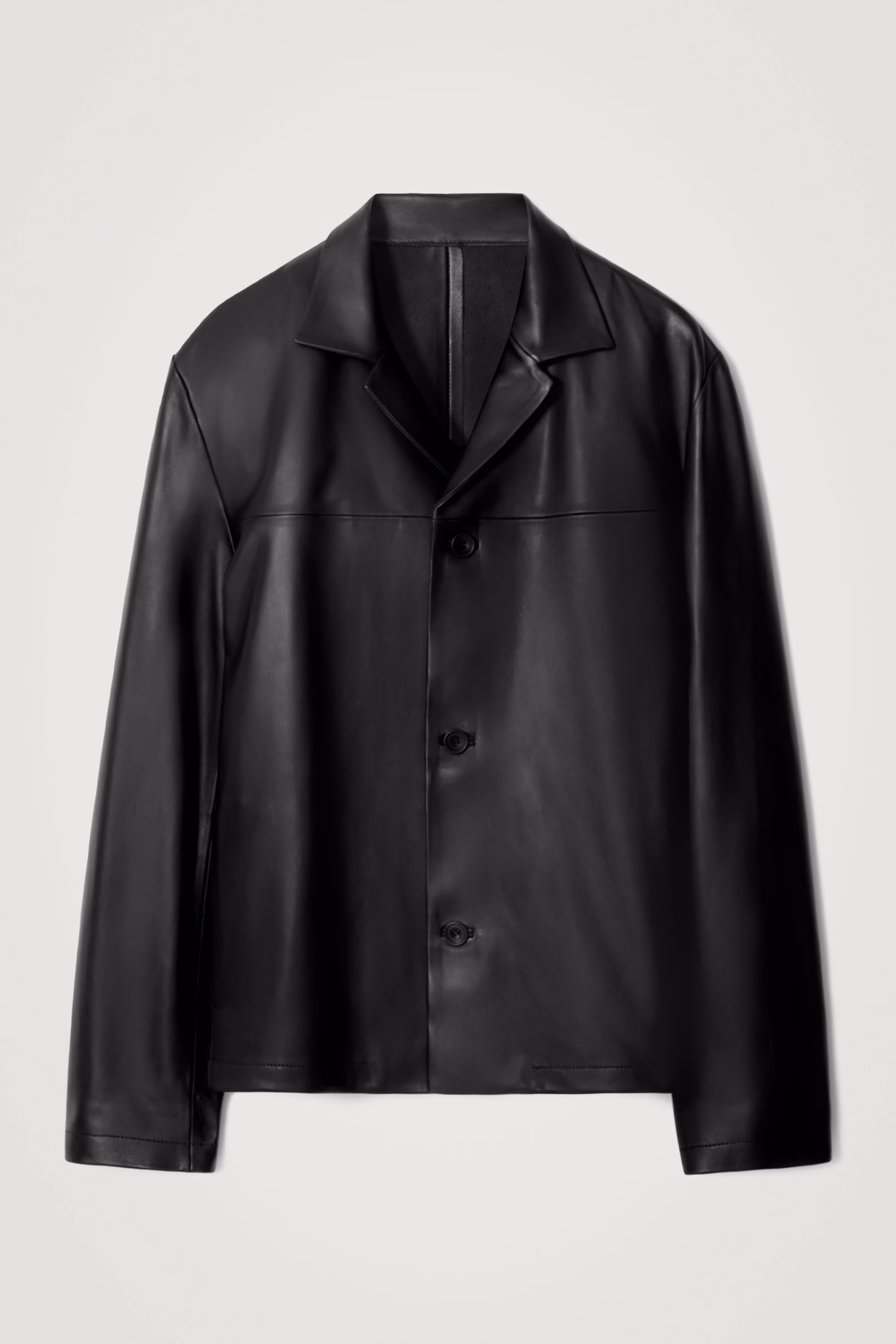 CAMP-COLLAR LEATHER JACKET