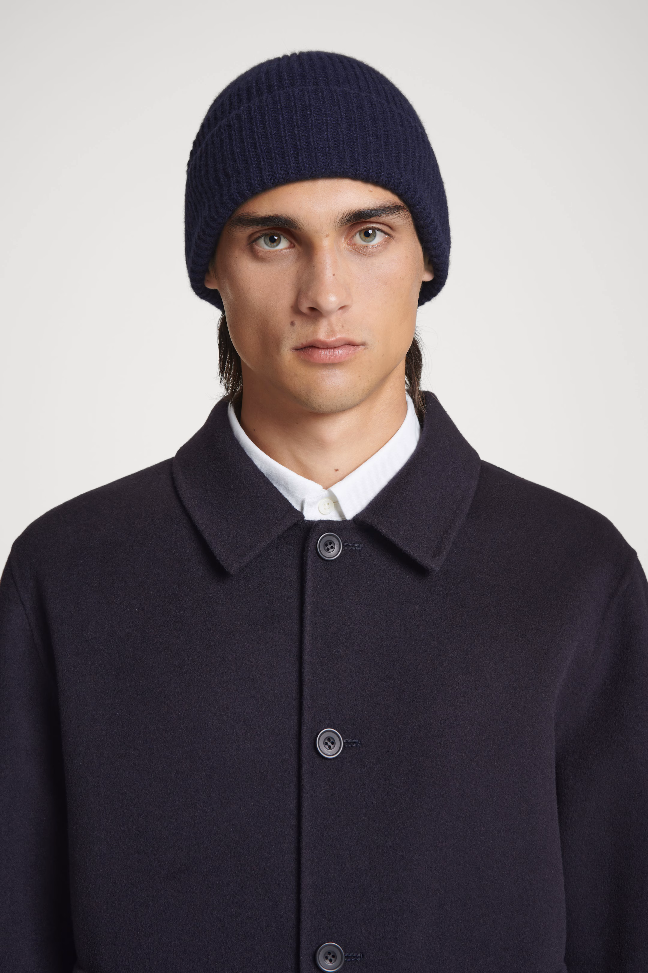 RIBBED WOOL AND CASHMERE BEANIE