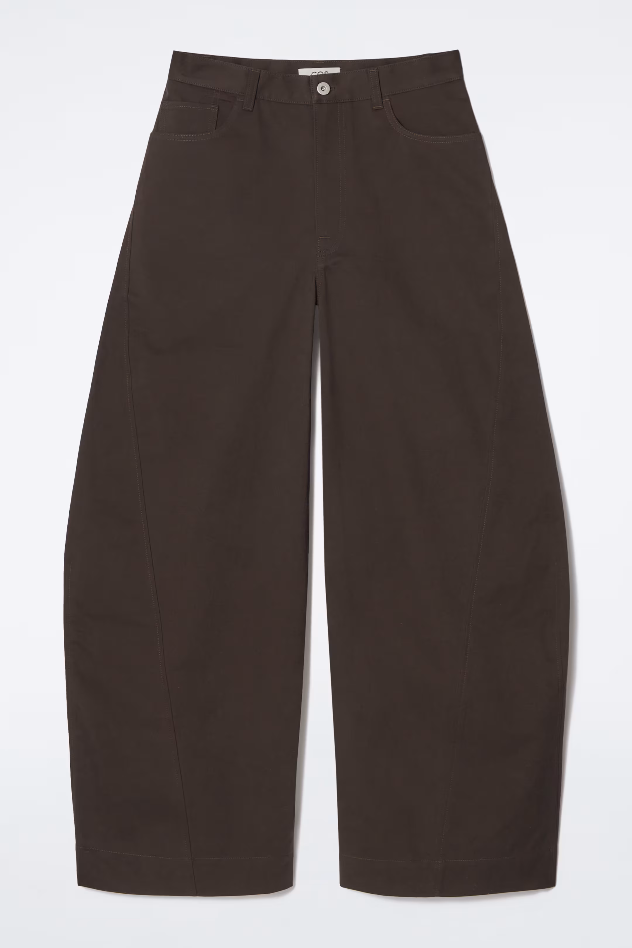 DECONSTRUCTED COTTON BARREL-LEG TROUSERS