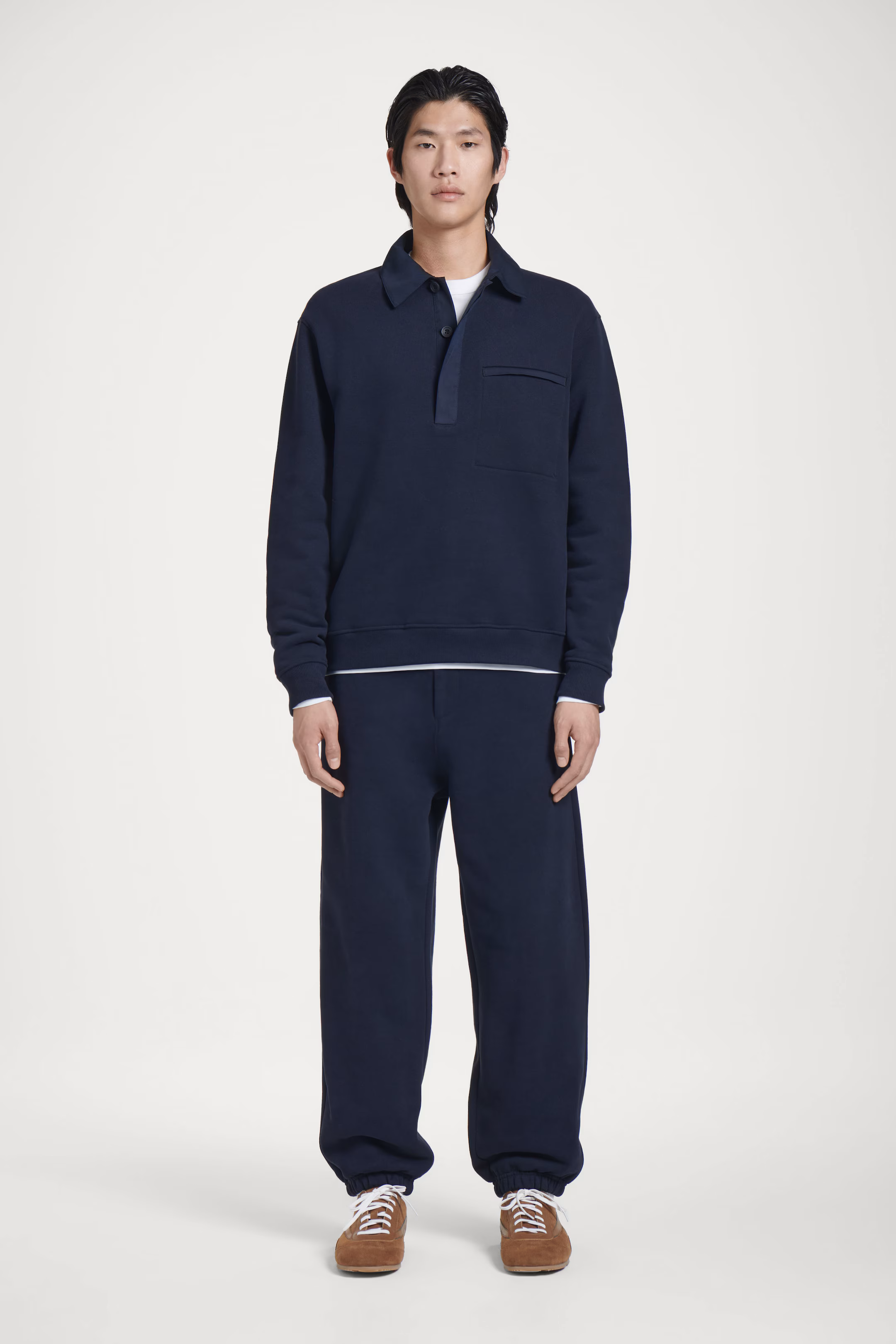 RELAXED HALF-PLACKET POLO SWEATSHIRT