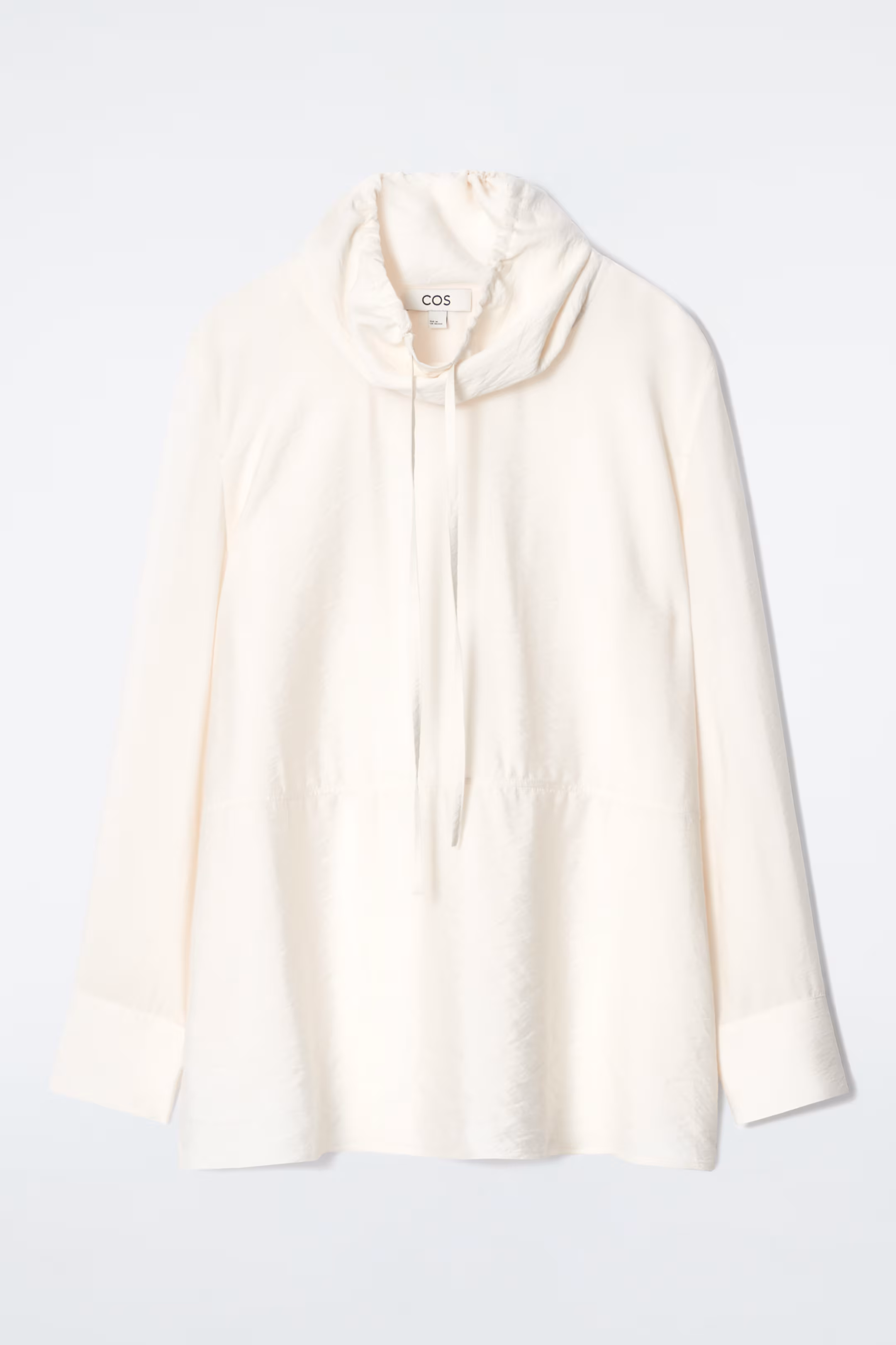 DRAWSTRING FUNNEL-NECK BLOUSE