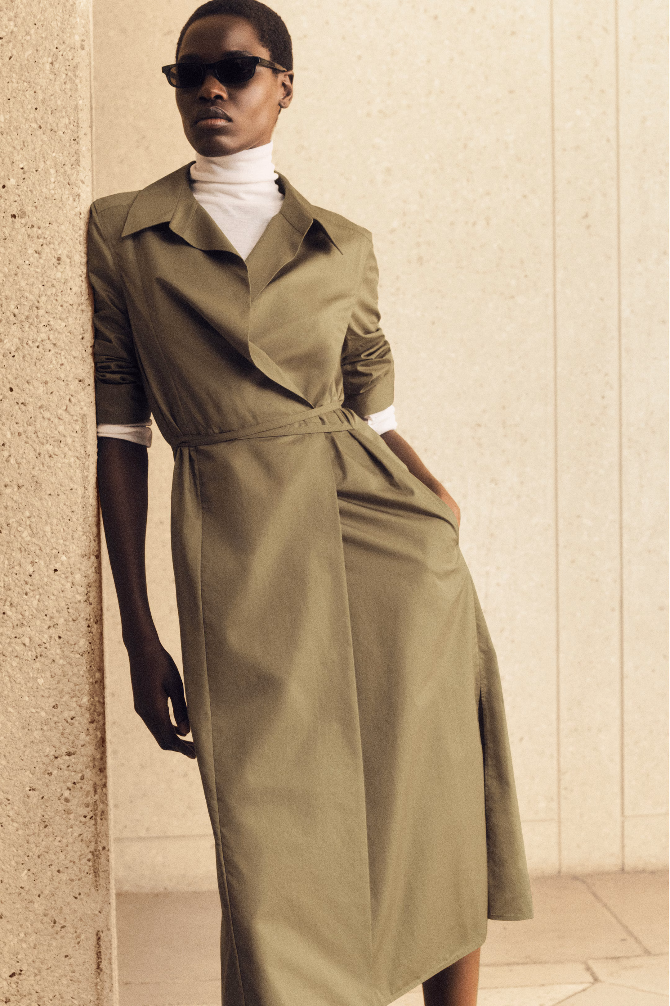 DOUBLE-BREASTED MIDI SHIRT DRESS