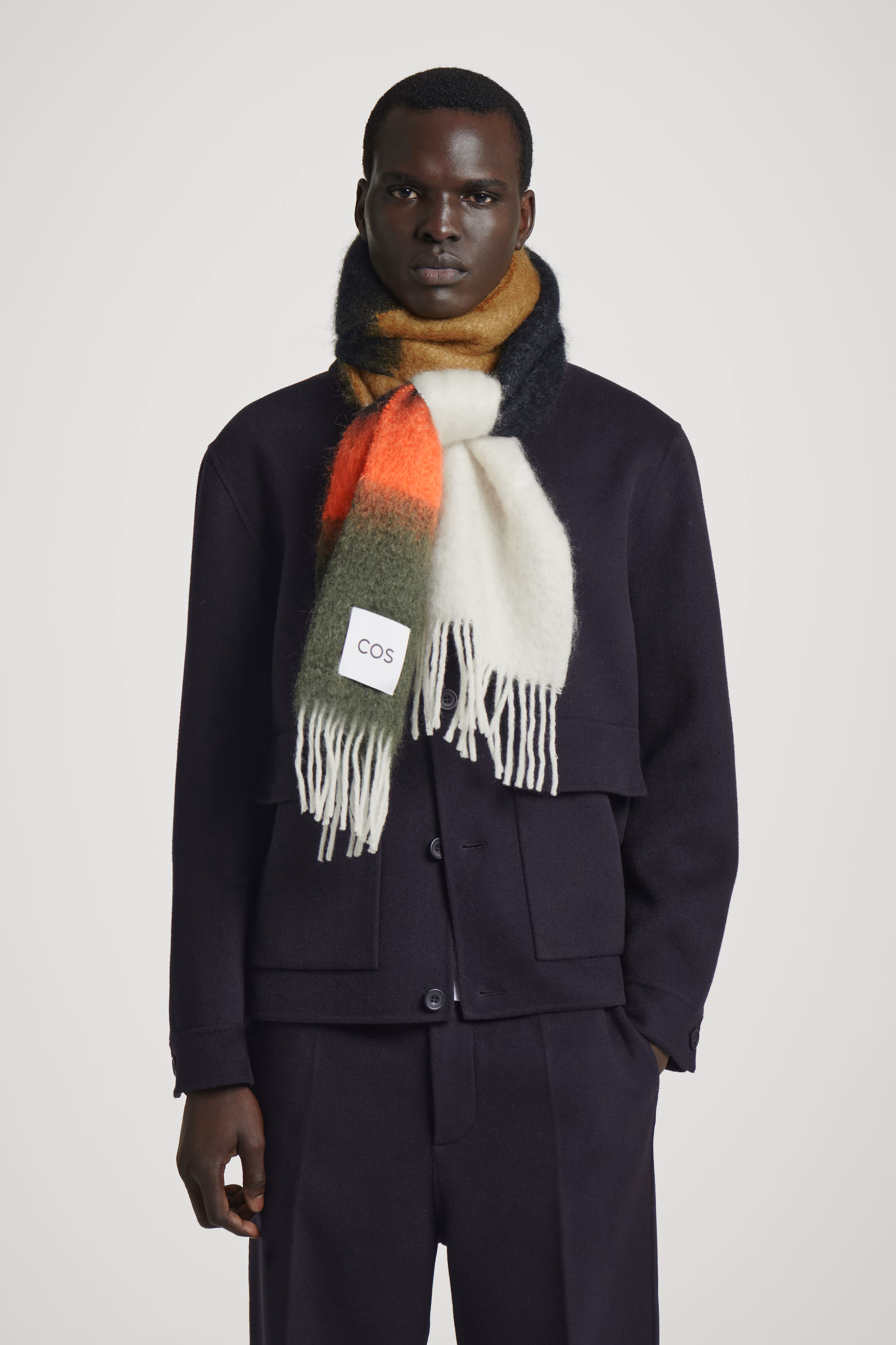 COLOUR-BLOCK MOHAIR SCARF