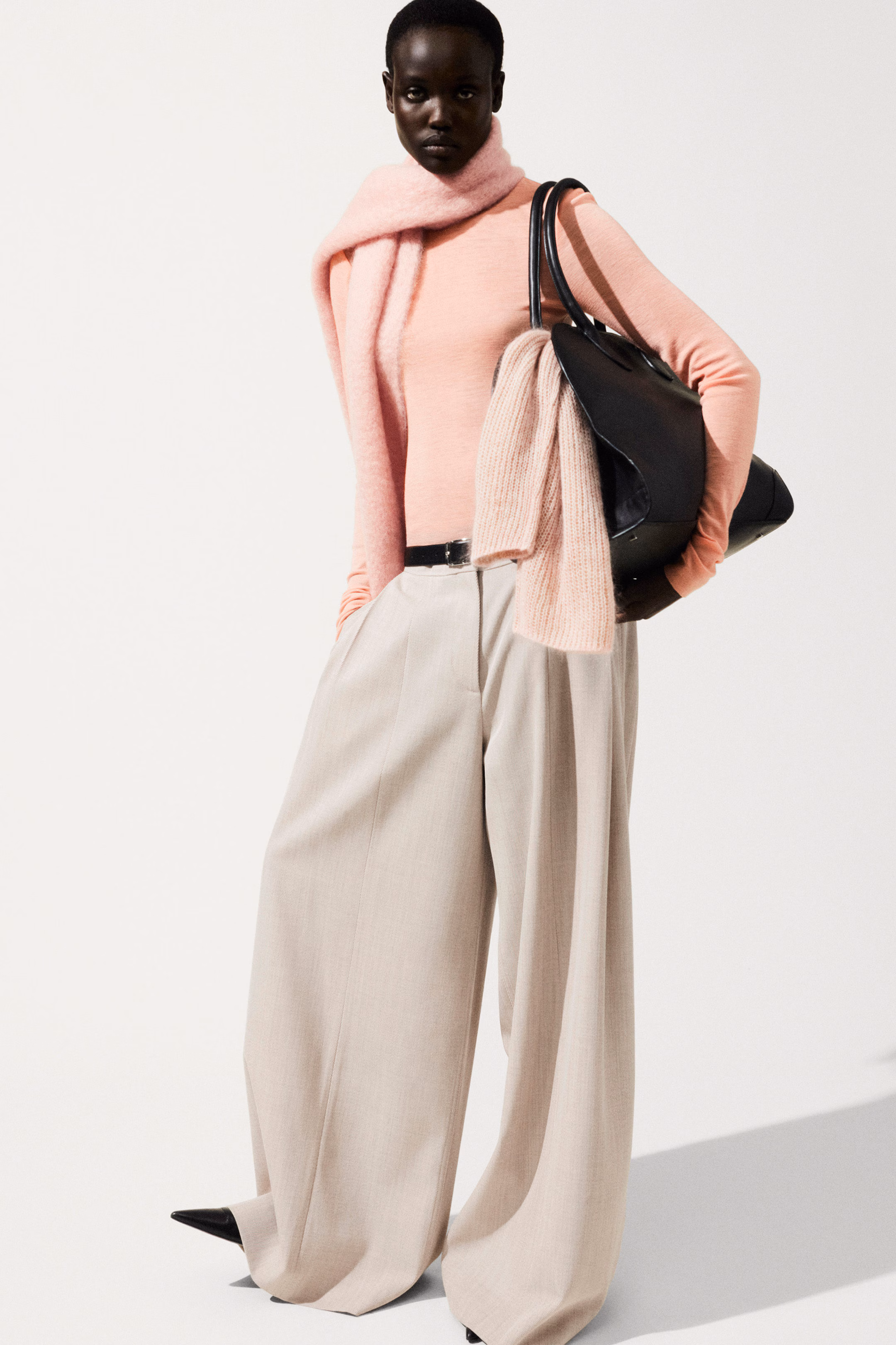 FRINGED BRUSHED-MOHAIR SCARF