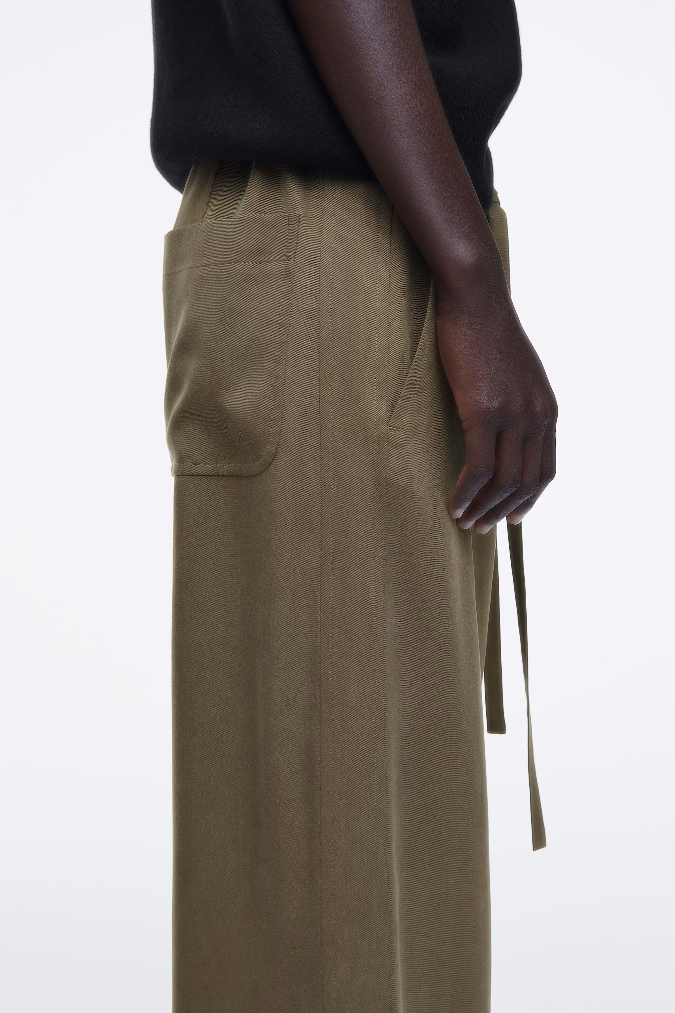 TIE-DETAIL WIDE-LEG TROUSERS