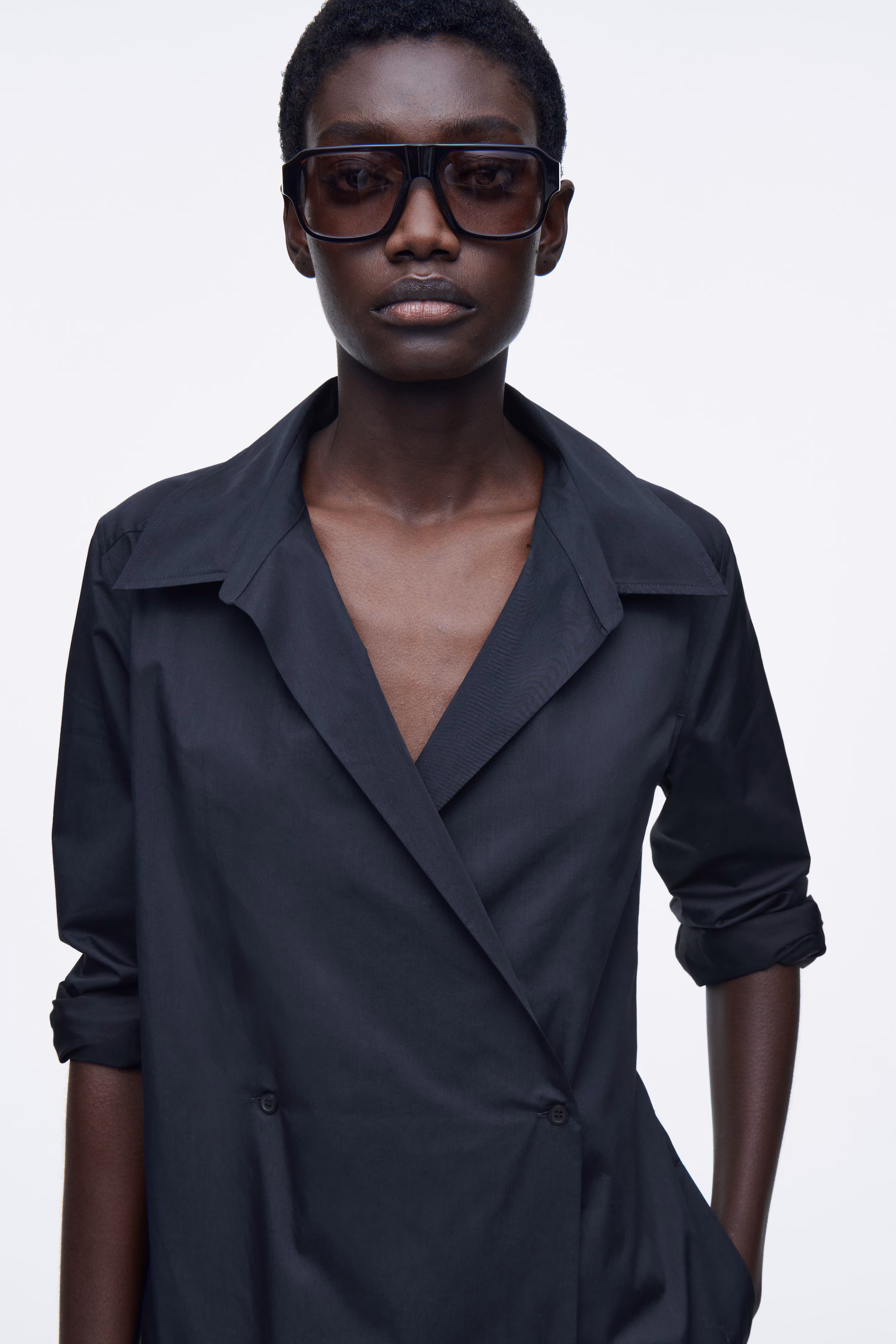 DOUBLE-BREASTED MIDI SHIRT DRESS