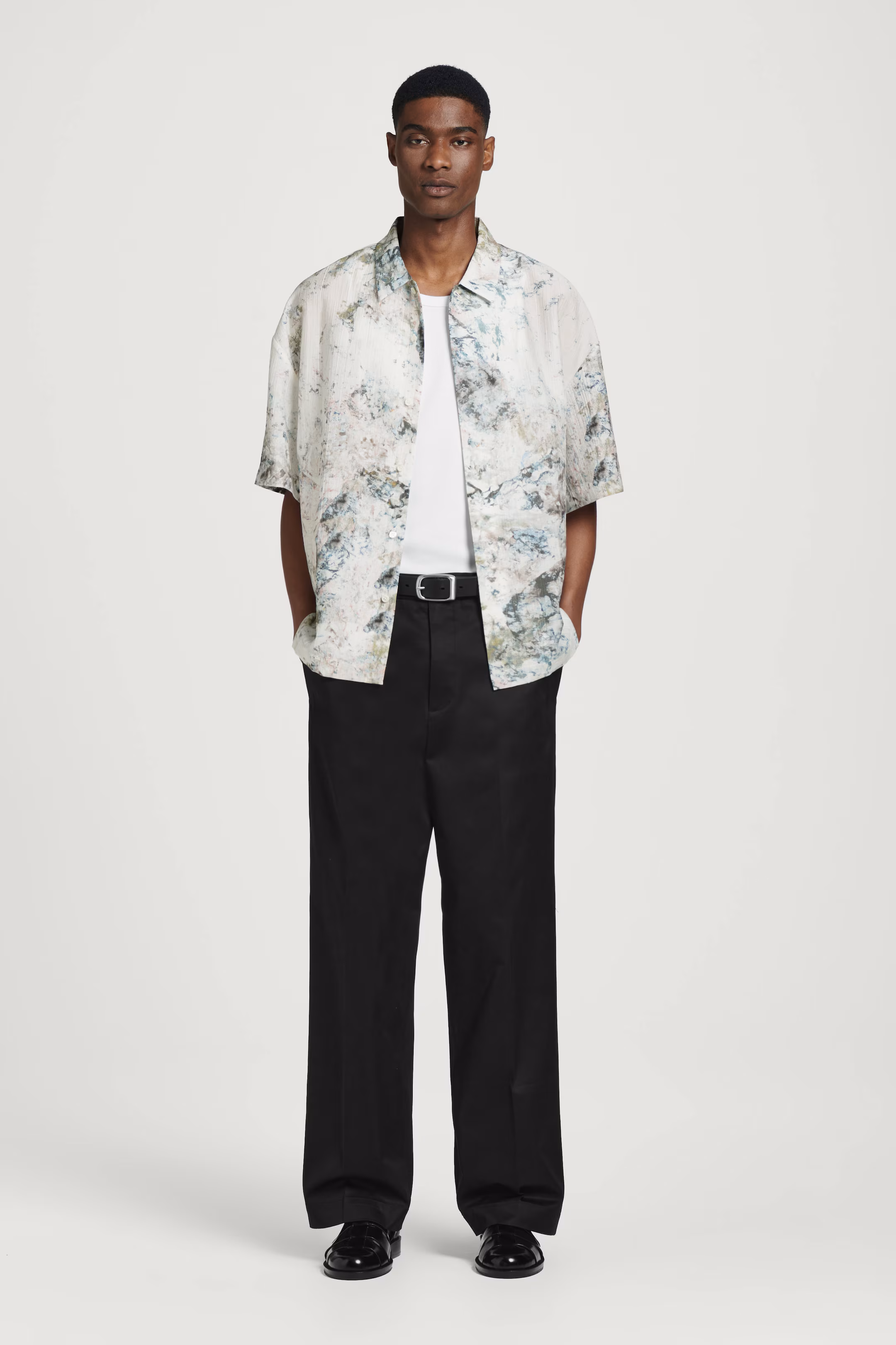 OVERSIZED MARBLE-PRINT SHIRT