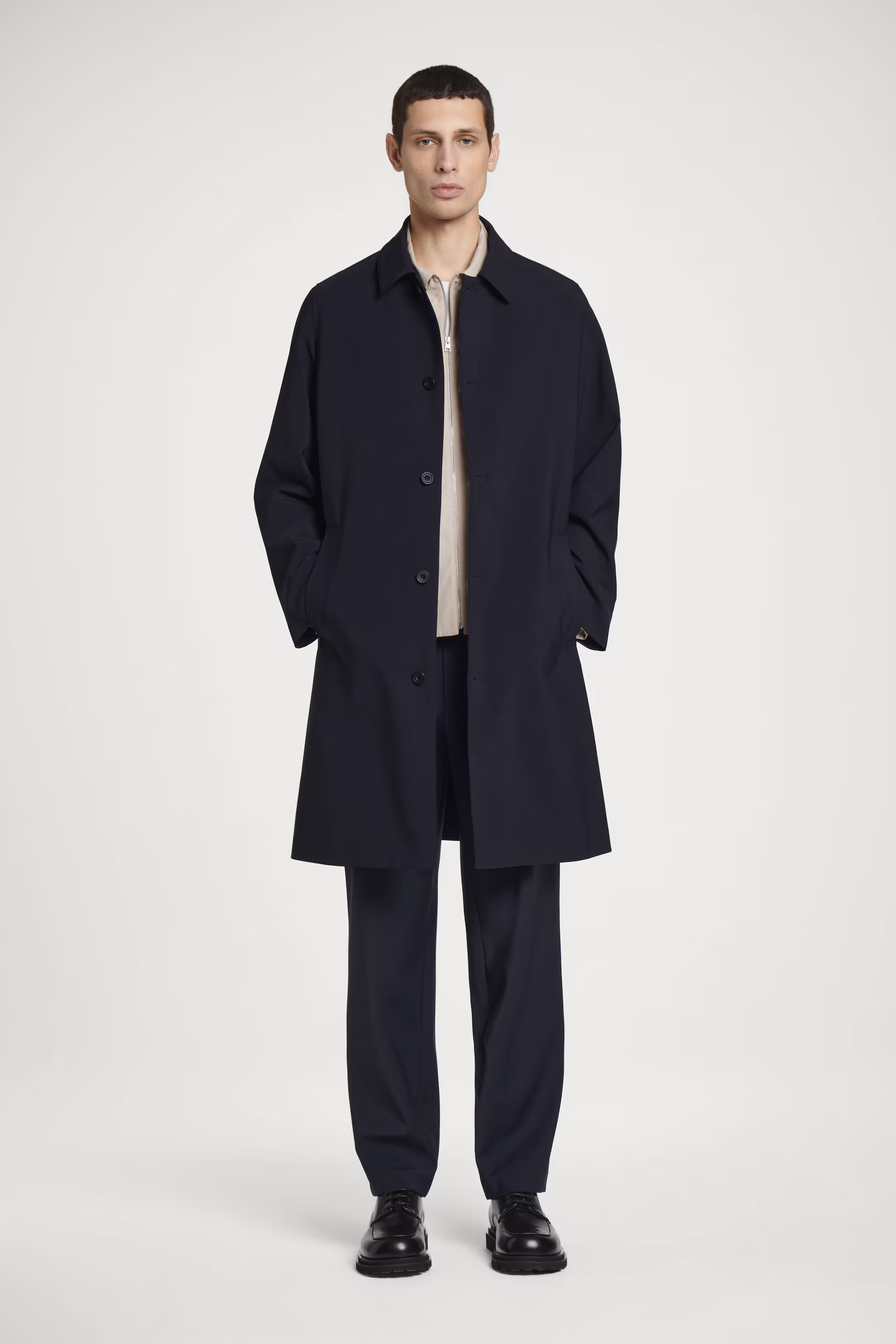 WOOL-BLEND STRAIGHT-LEG TROUSERS