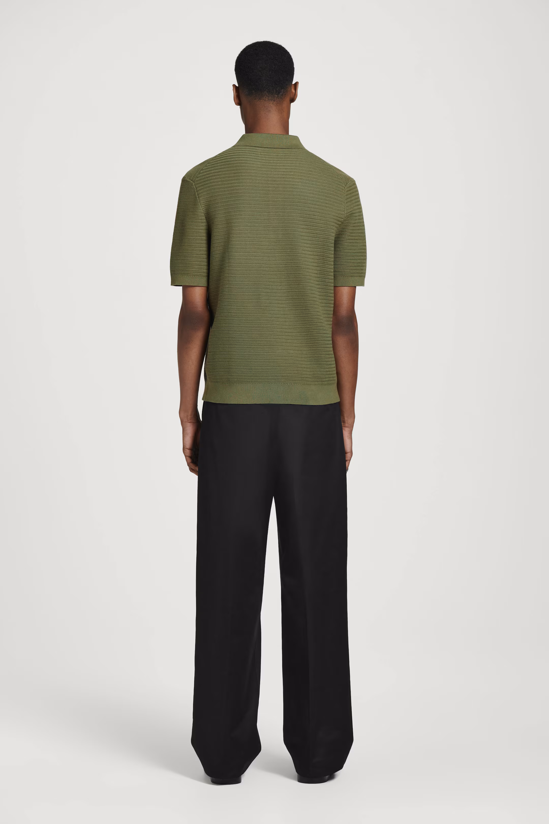 TEXTURED KNITTED COTTON POLO SHIRT