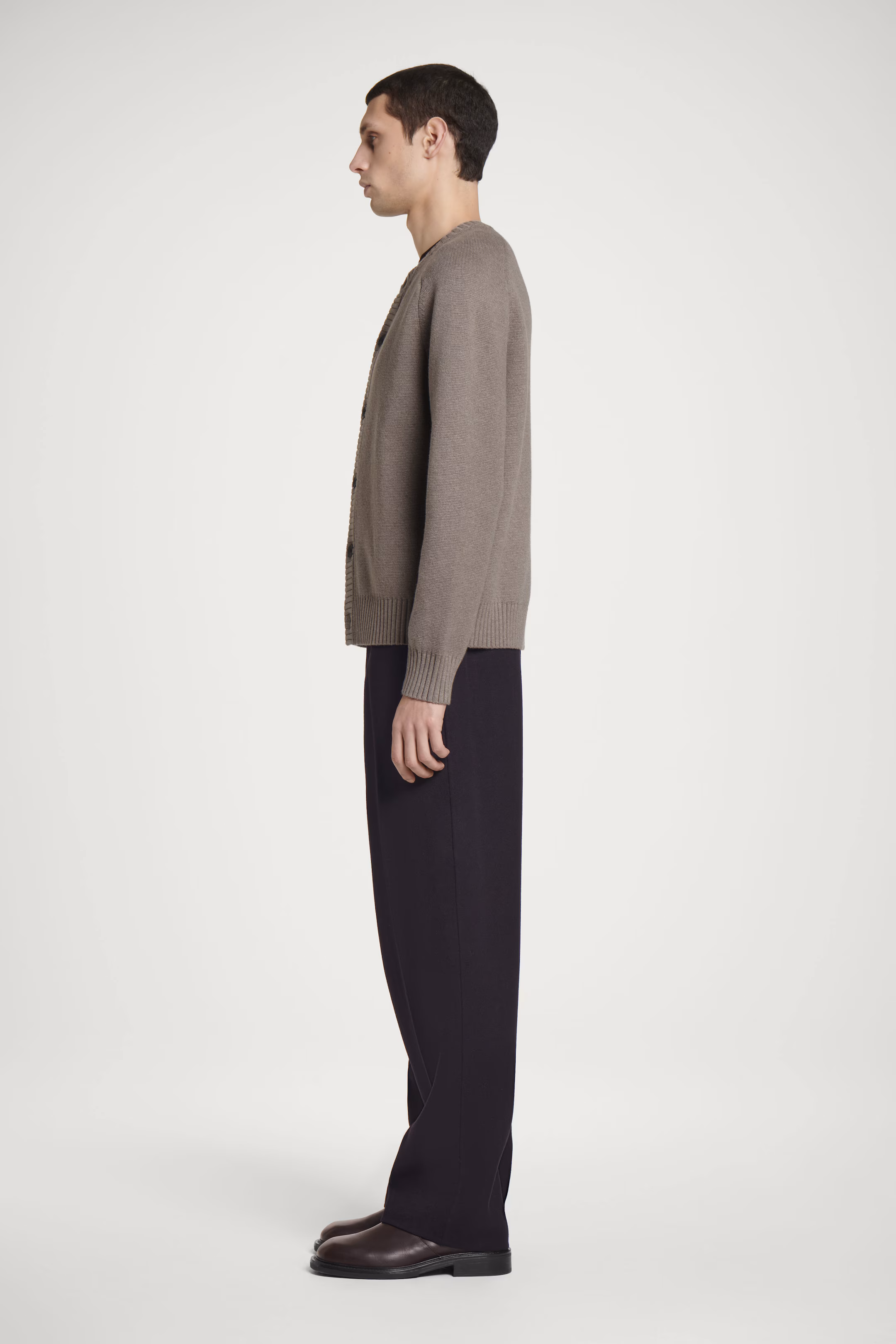 WOOL-BLEND CREW-NECK CARDIGAN