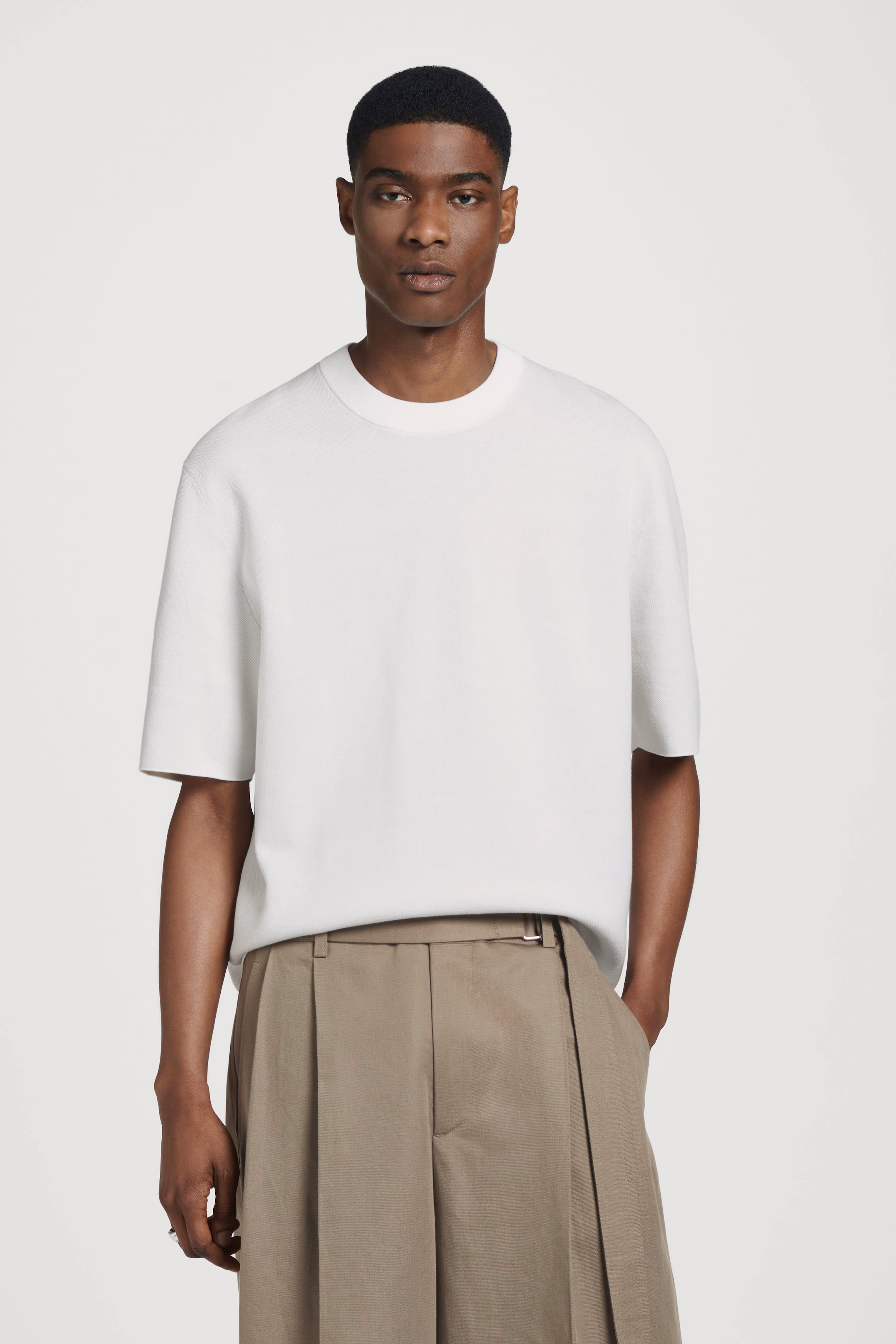 RELAXED DOUBLE-FACED KNIT T-SHIRT