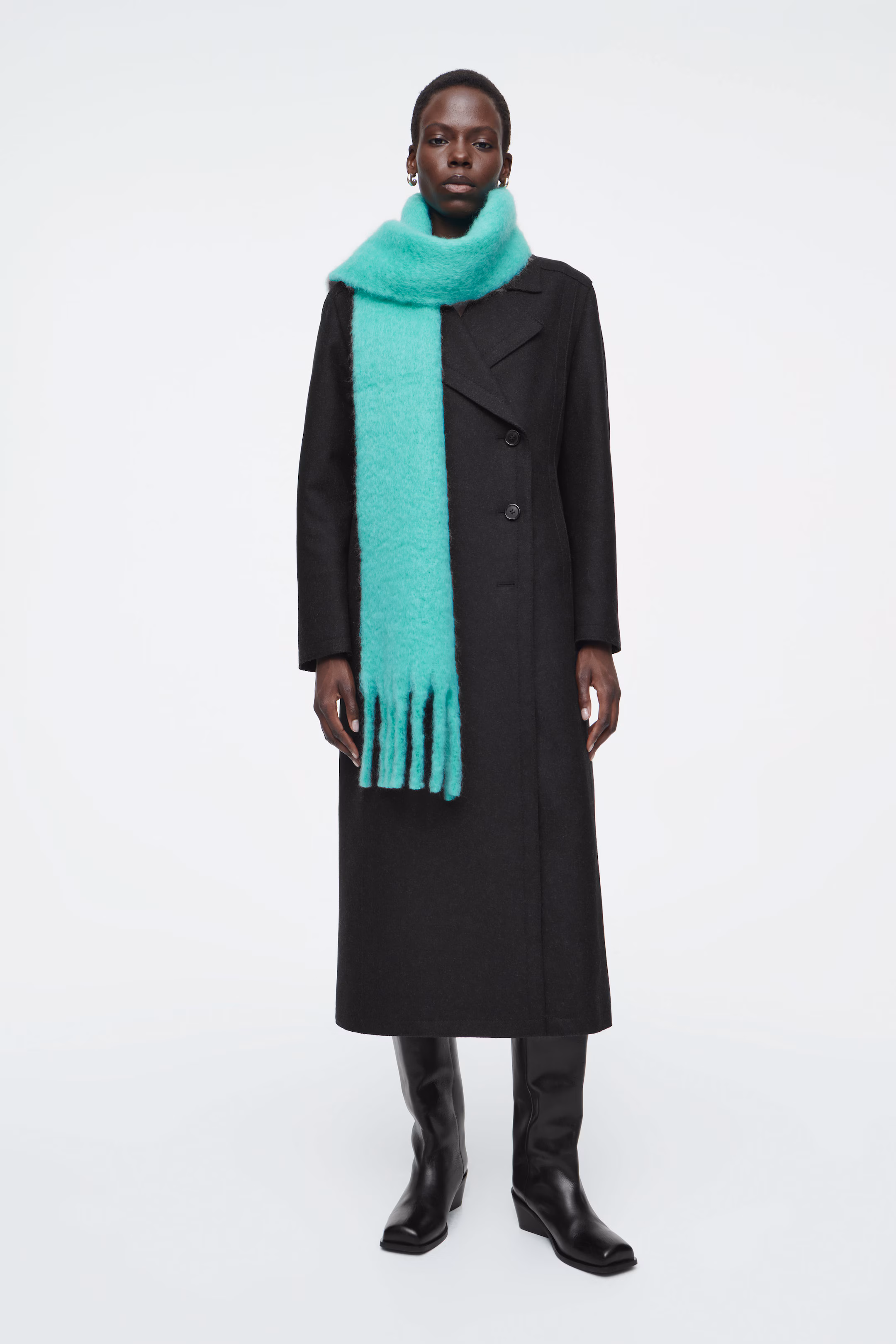 FRINGED BRUSHED-MOHAIR SCARF