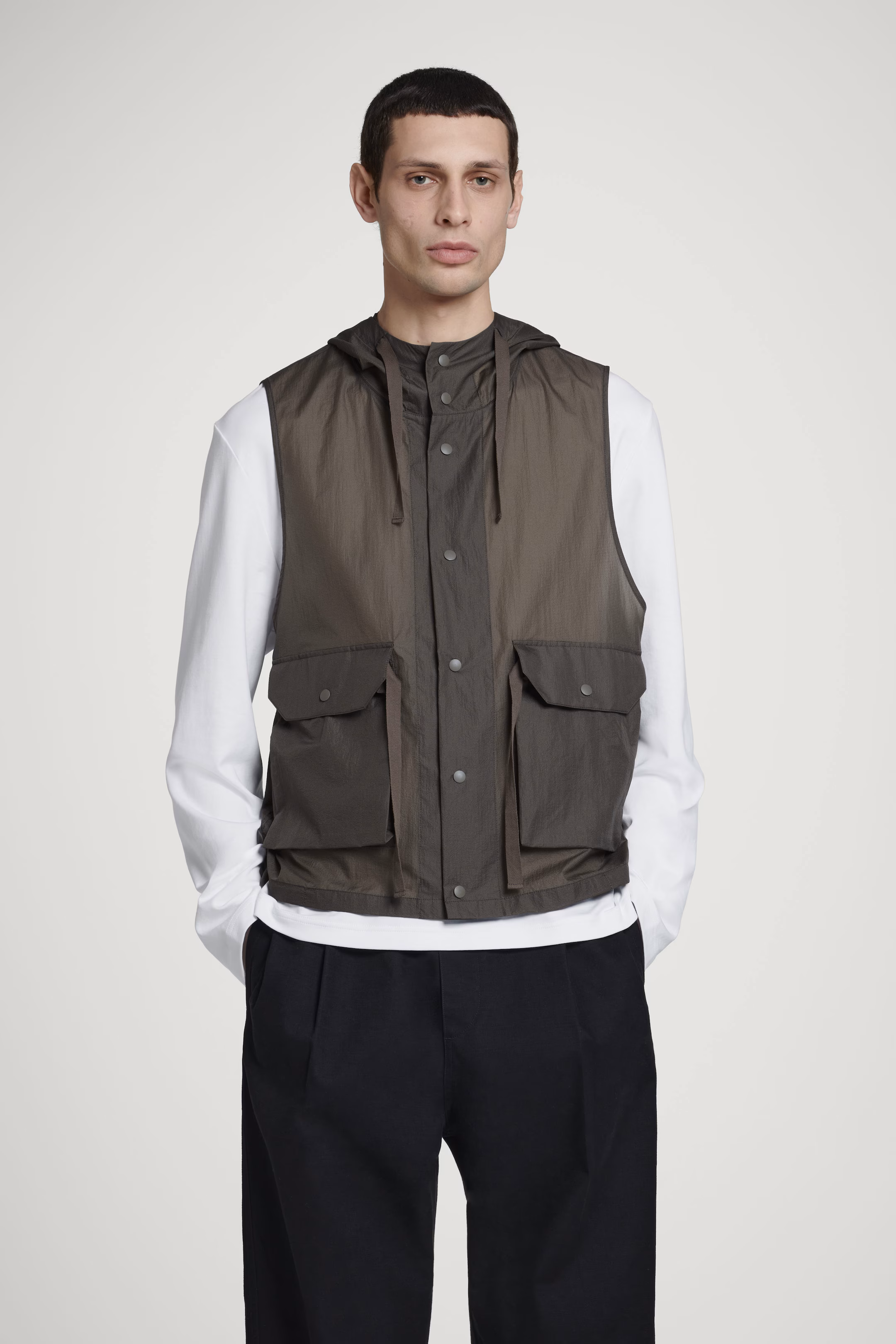 TECHNICAL NYLON HOODED GILET