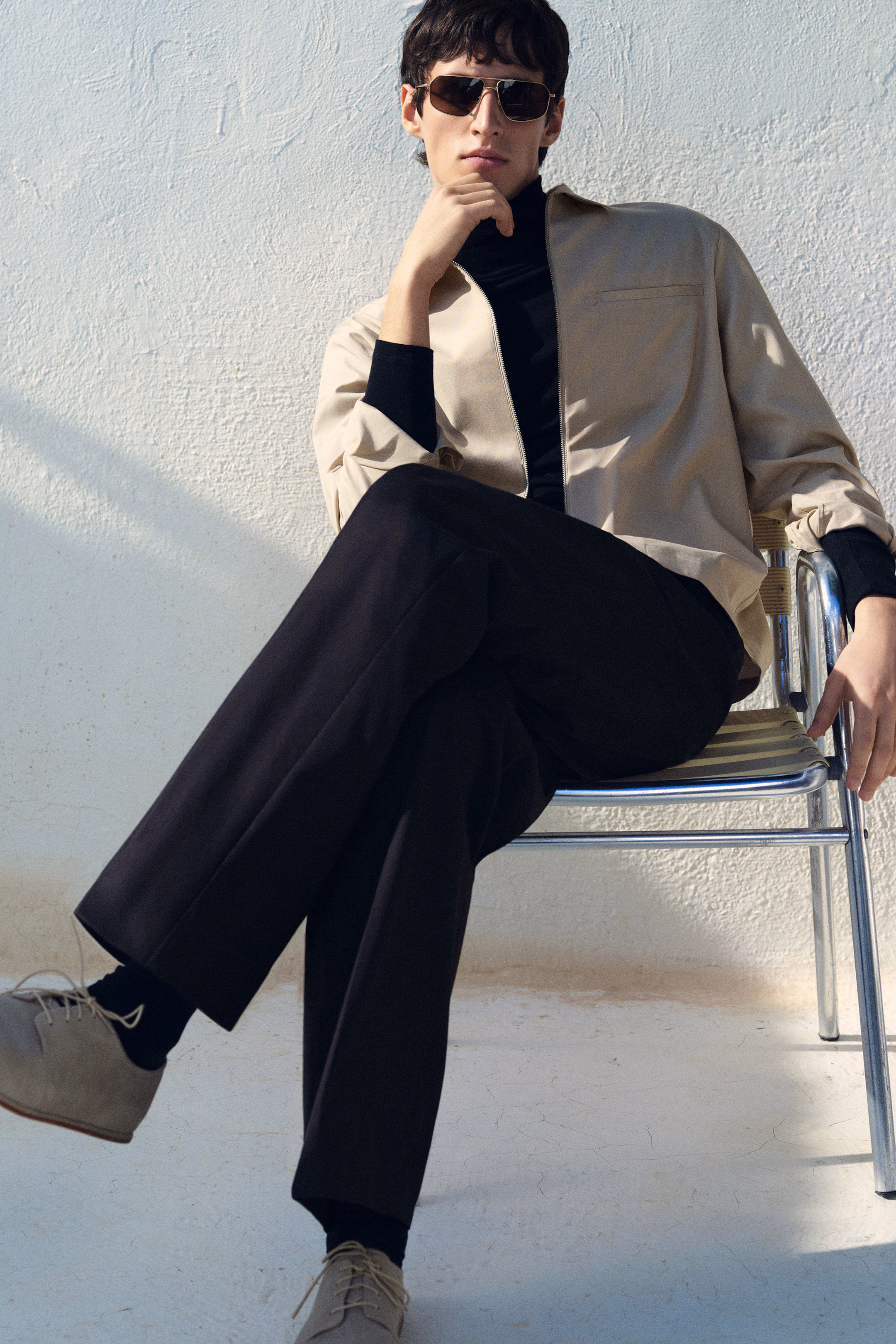RELAXED COTTON STRAIGHT-LEG TROUSERS