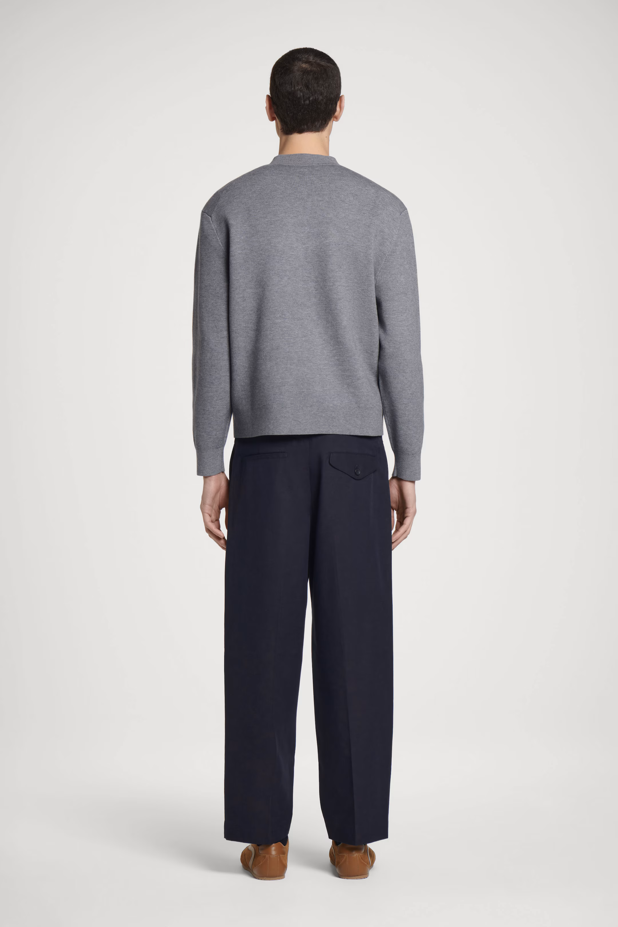 DOUBLE-FACED BOMBER-NECK KNITTED JUMPER