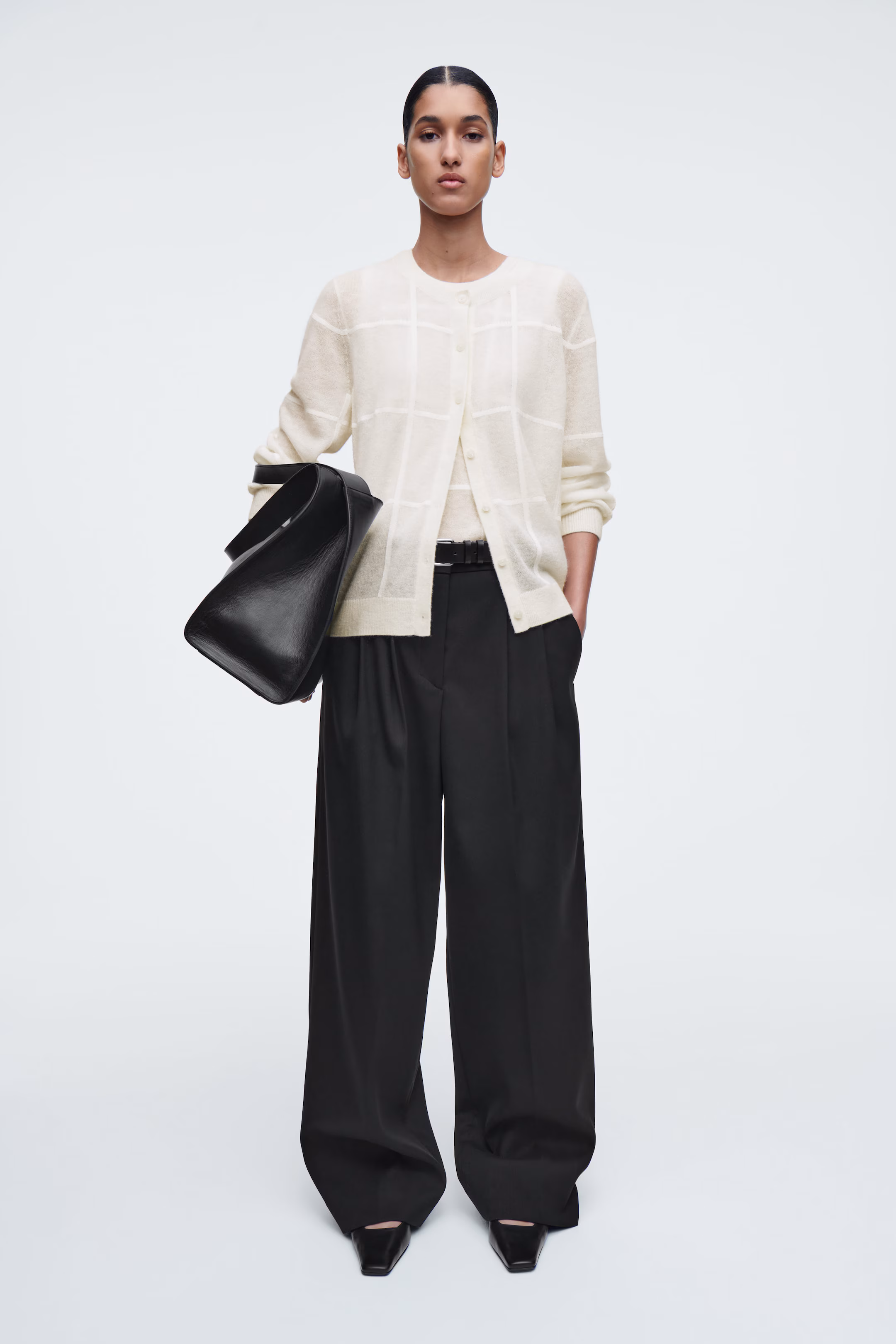 WINDOWPANE-CHECK CARDIGAN