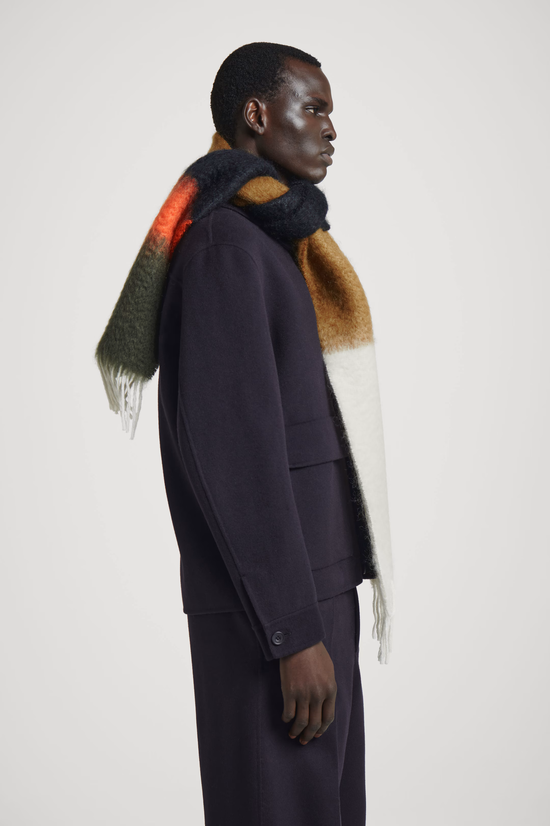 COLOUR-BLOCK MOHAIR SCARF