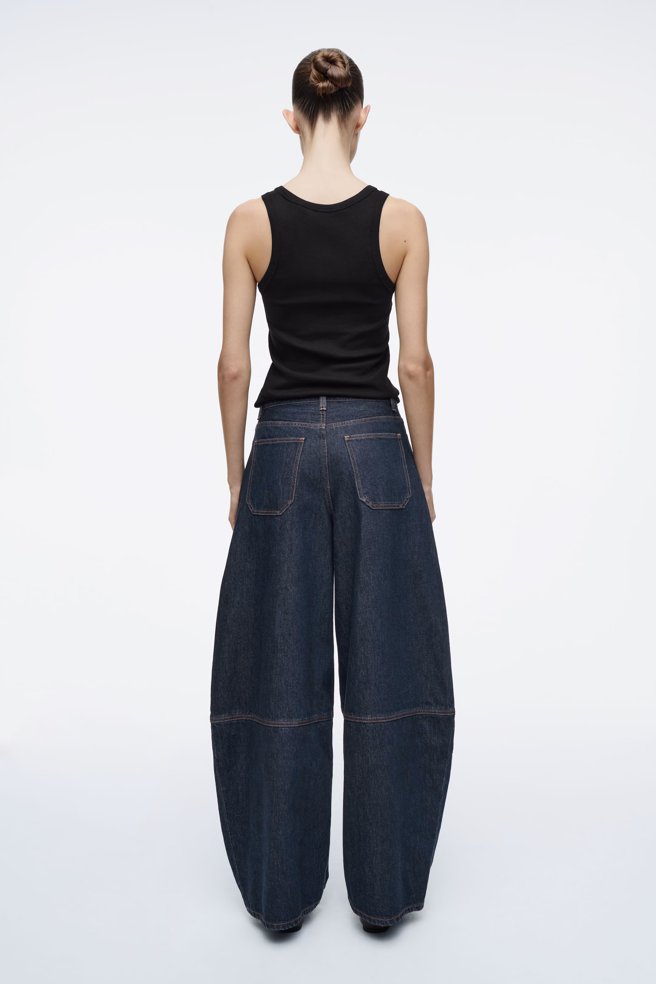 WESTERN BARREL-LEG RAW DENIM TROUSERS