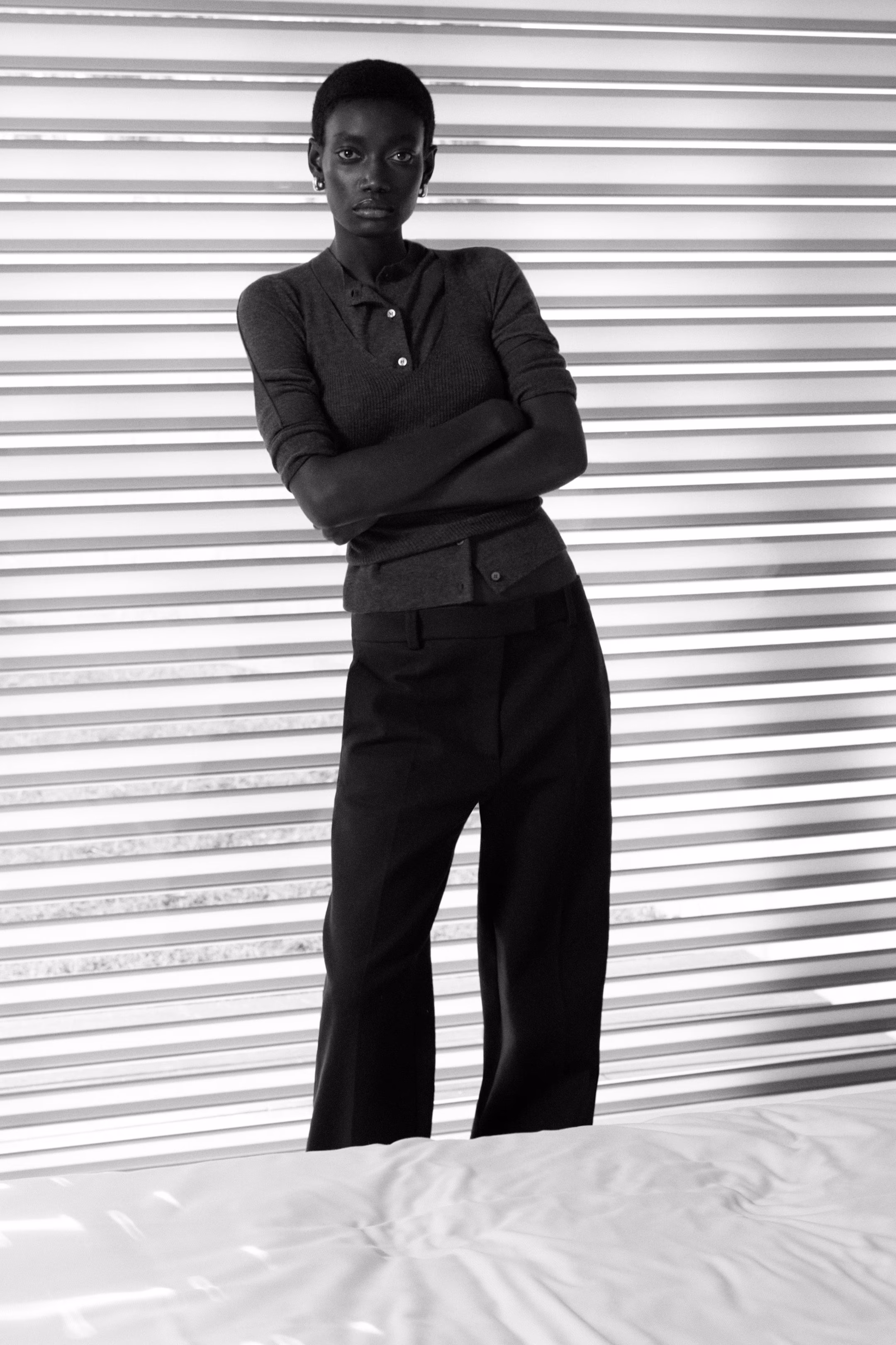 WINDOWPANE-CHECK STRAIGHT-LEG TROUSERS