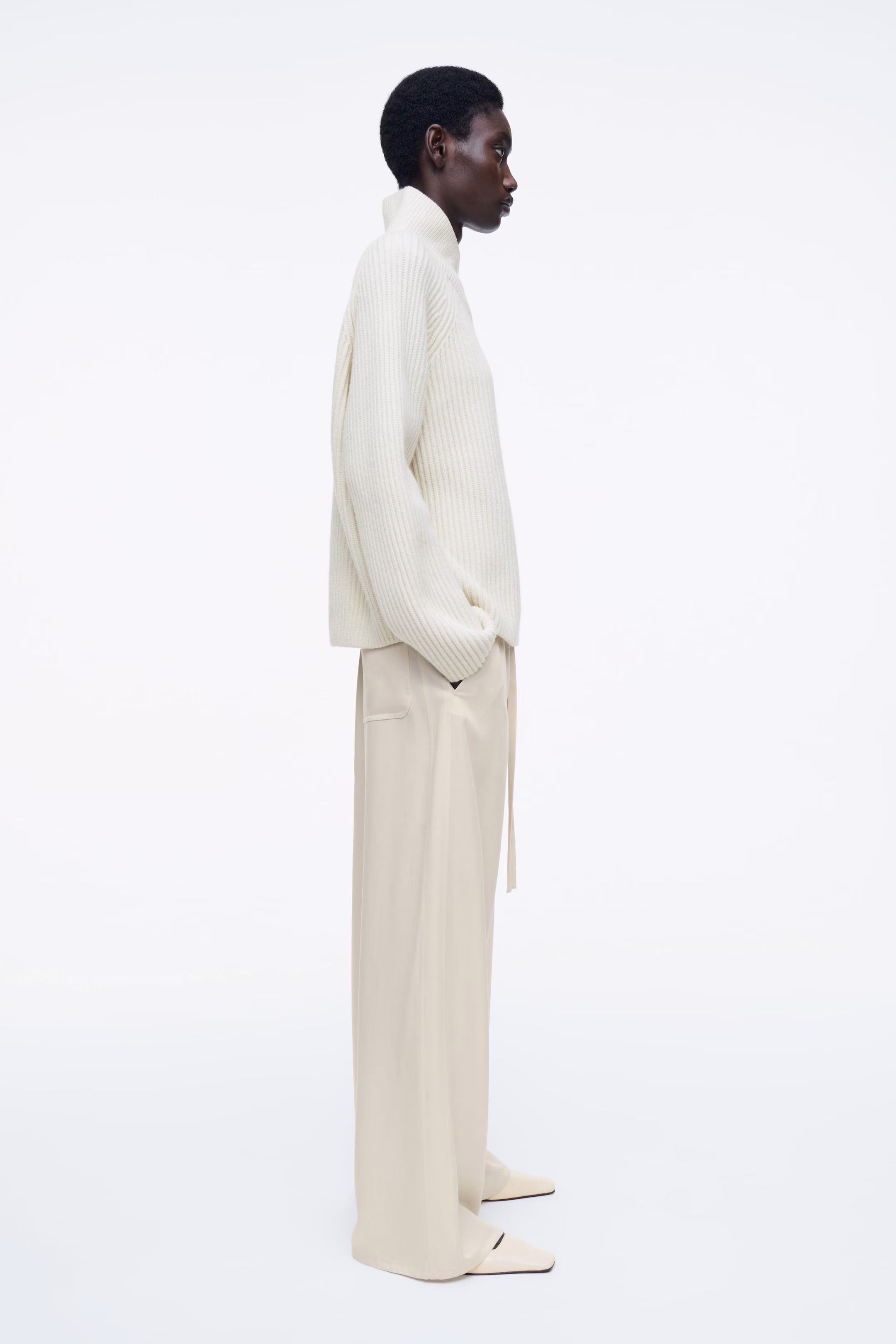 TIE-DETAIL WIDE-LEG TROUSERS