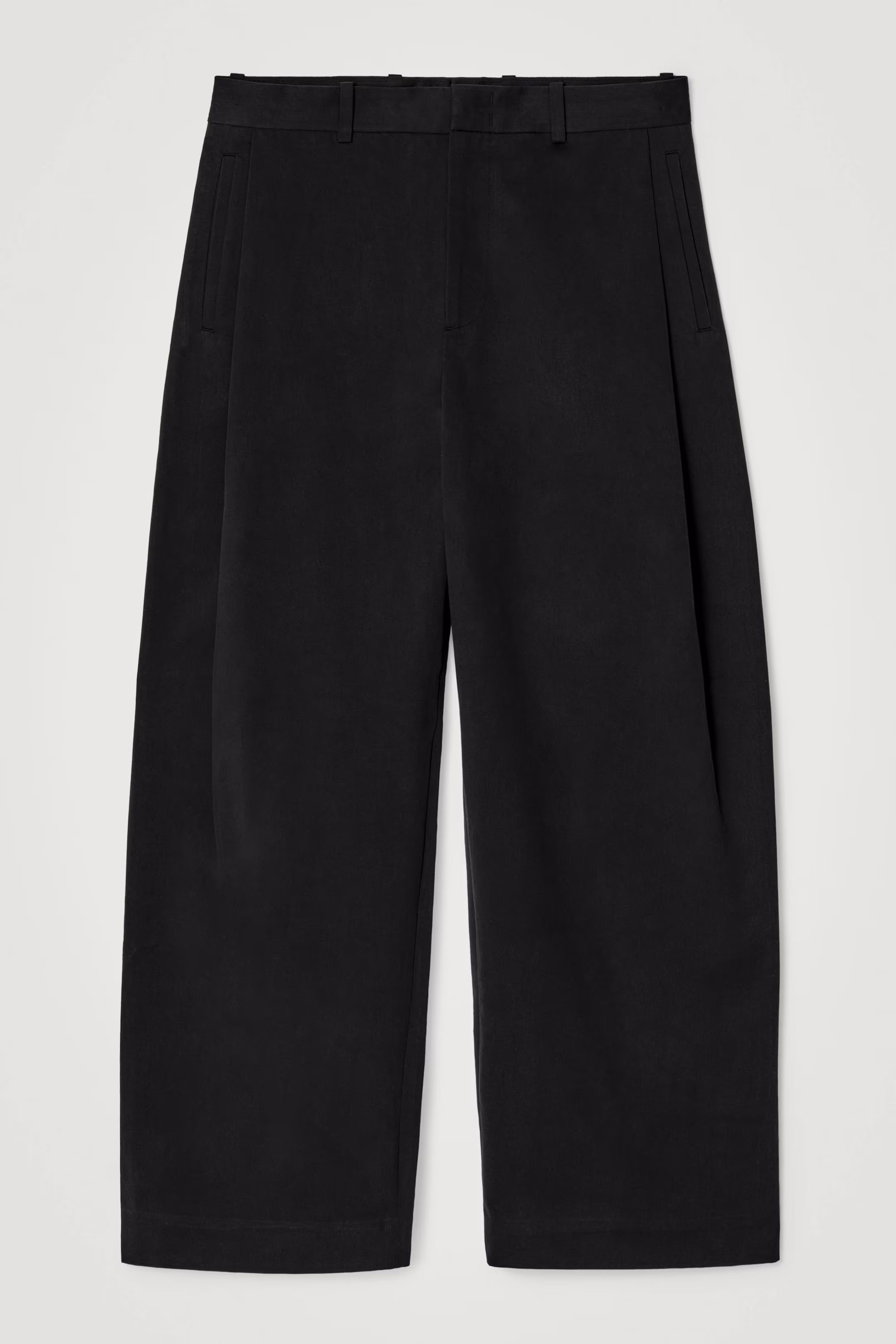 PLEATED COTTON WIDE-LEG TROUSERS