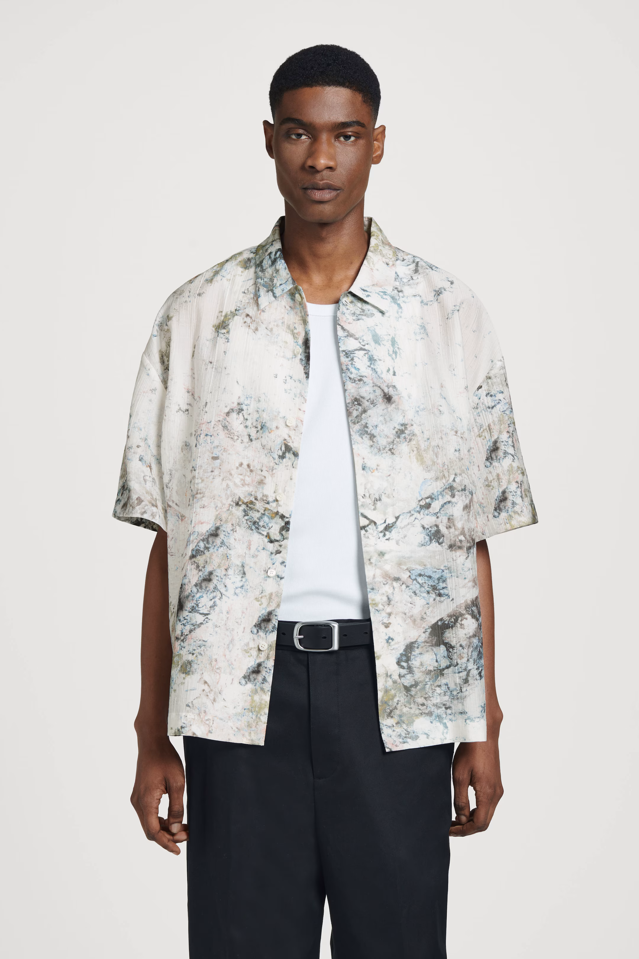 OVERSIZED MARBLE-PRINT SHIRT