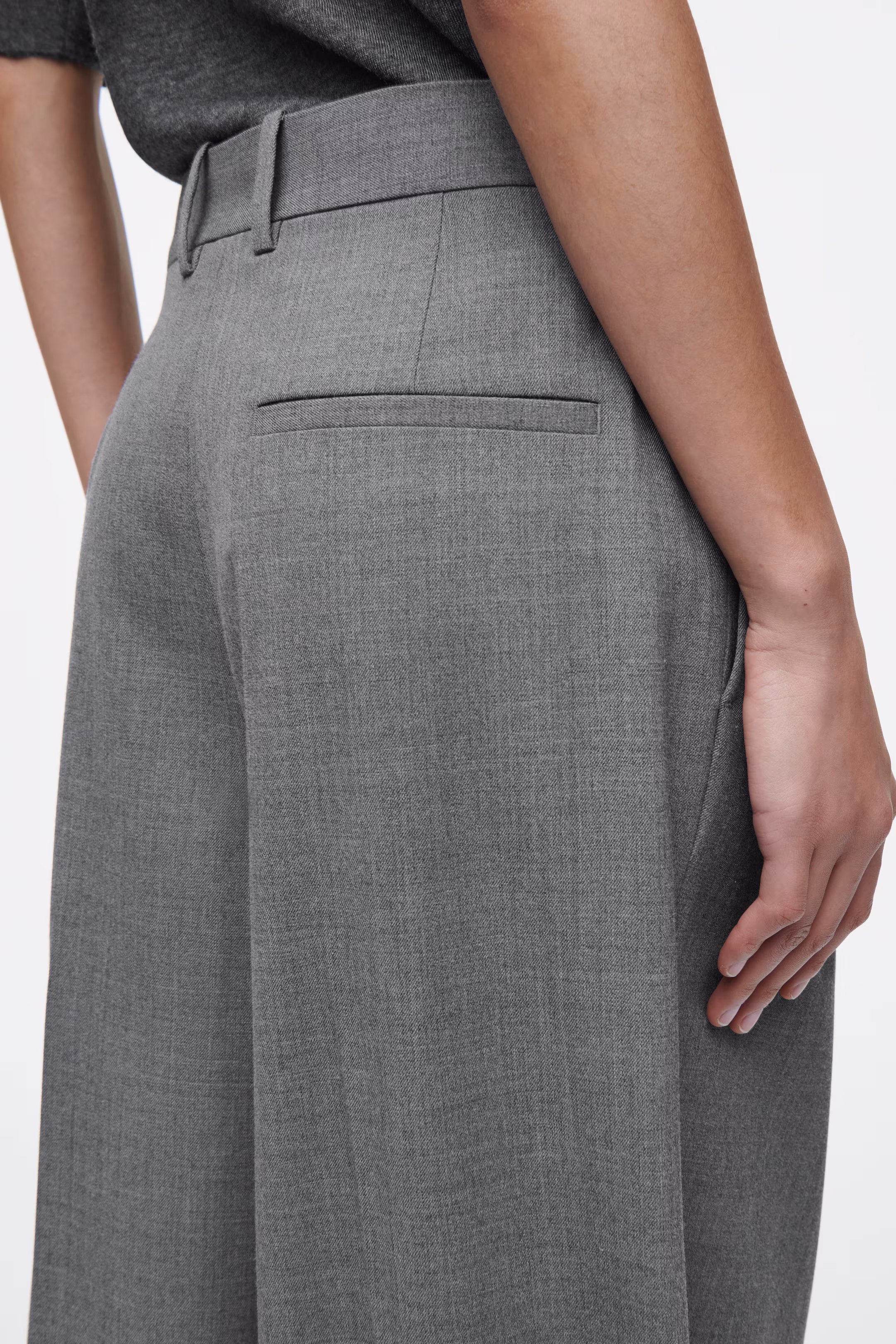 RELAXED TWILL WIDE-LEG TROUSERS