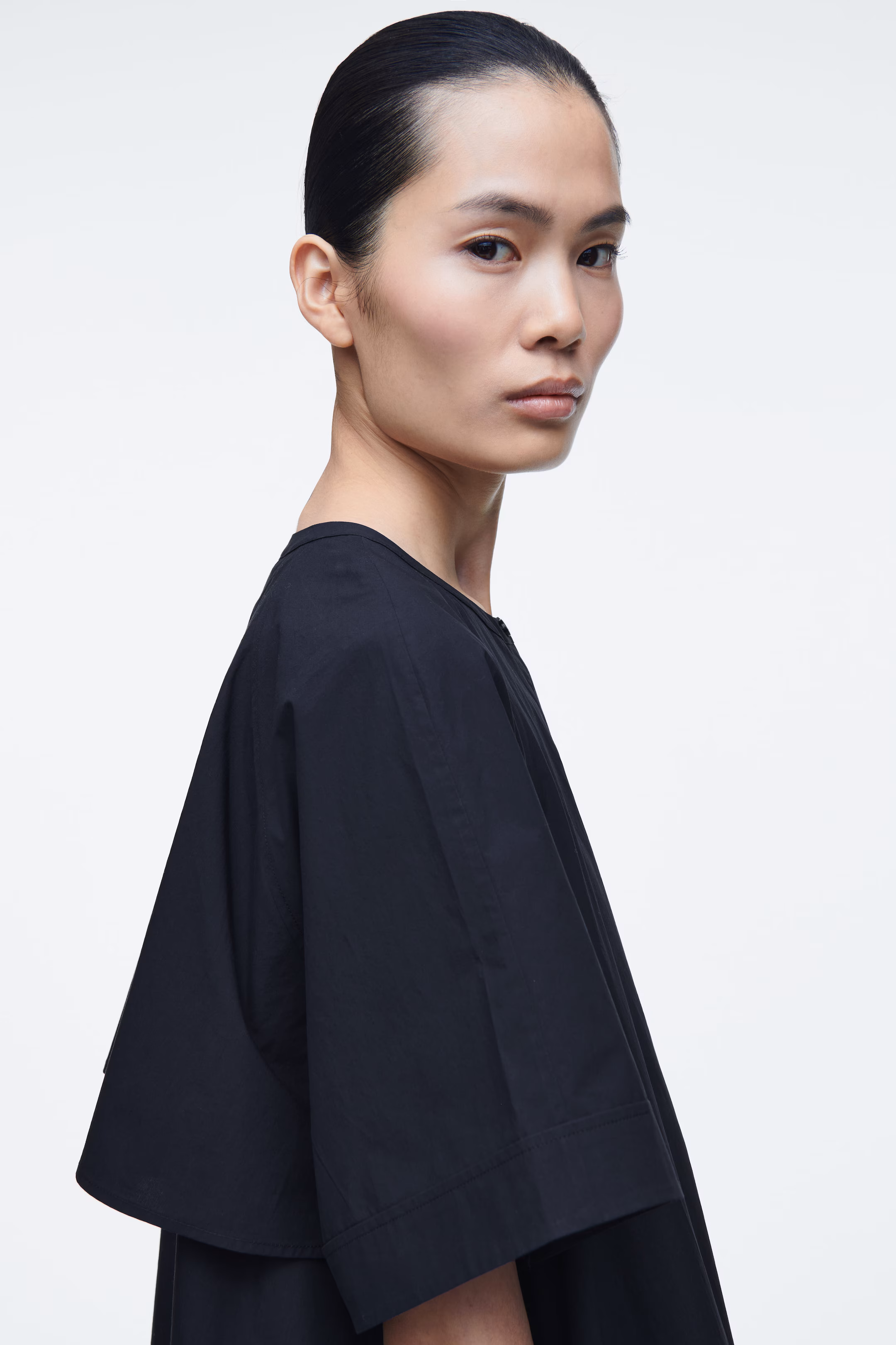 OVERSIZED FLARED POPLIN MIDI DRESS