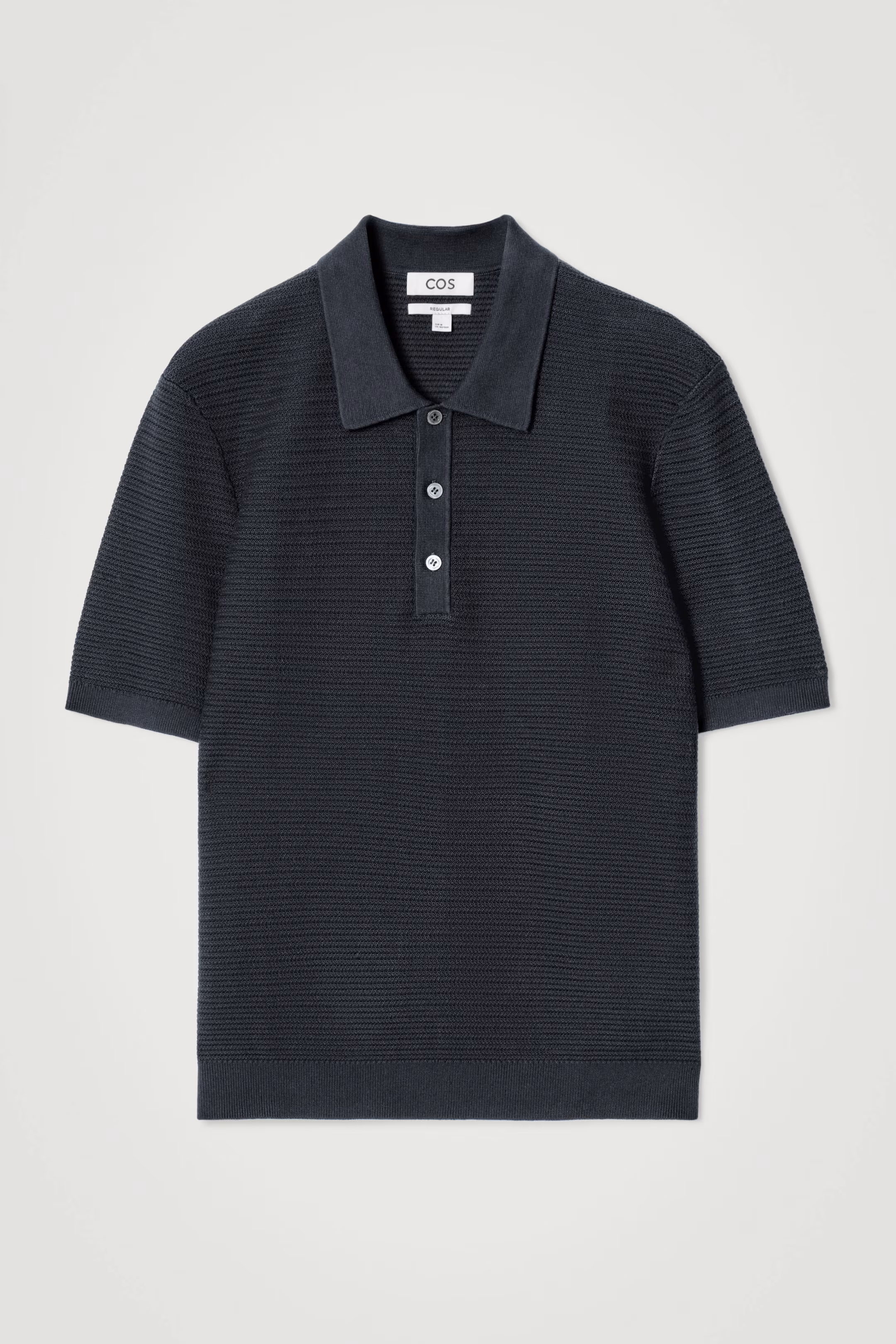TEXTURED KNITTED COTTON POLO SHIRT
