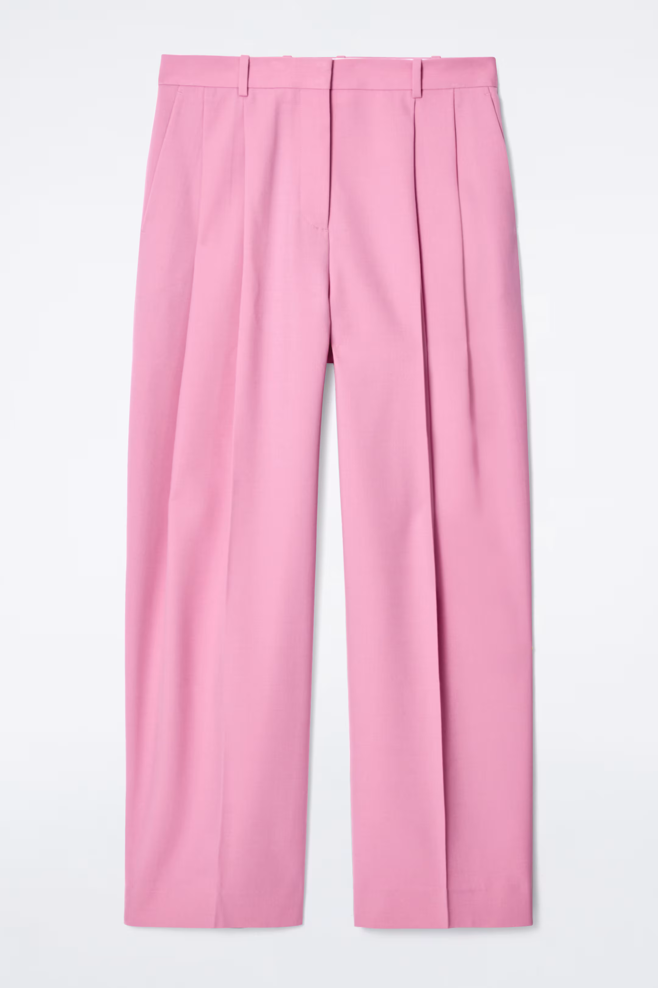 RELAXED TWILL WIDE-LEG TROUSERS