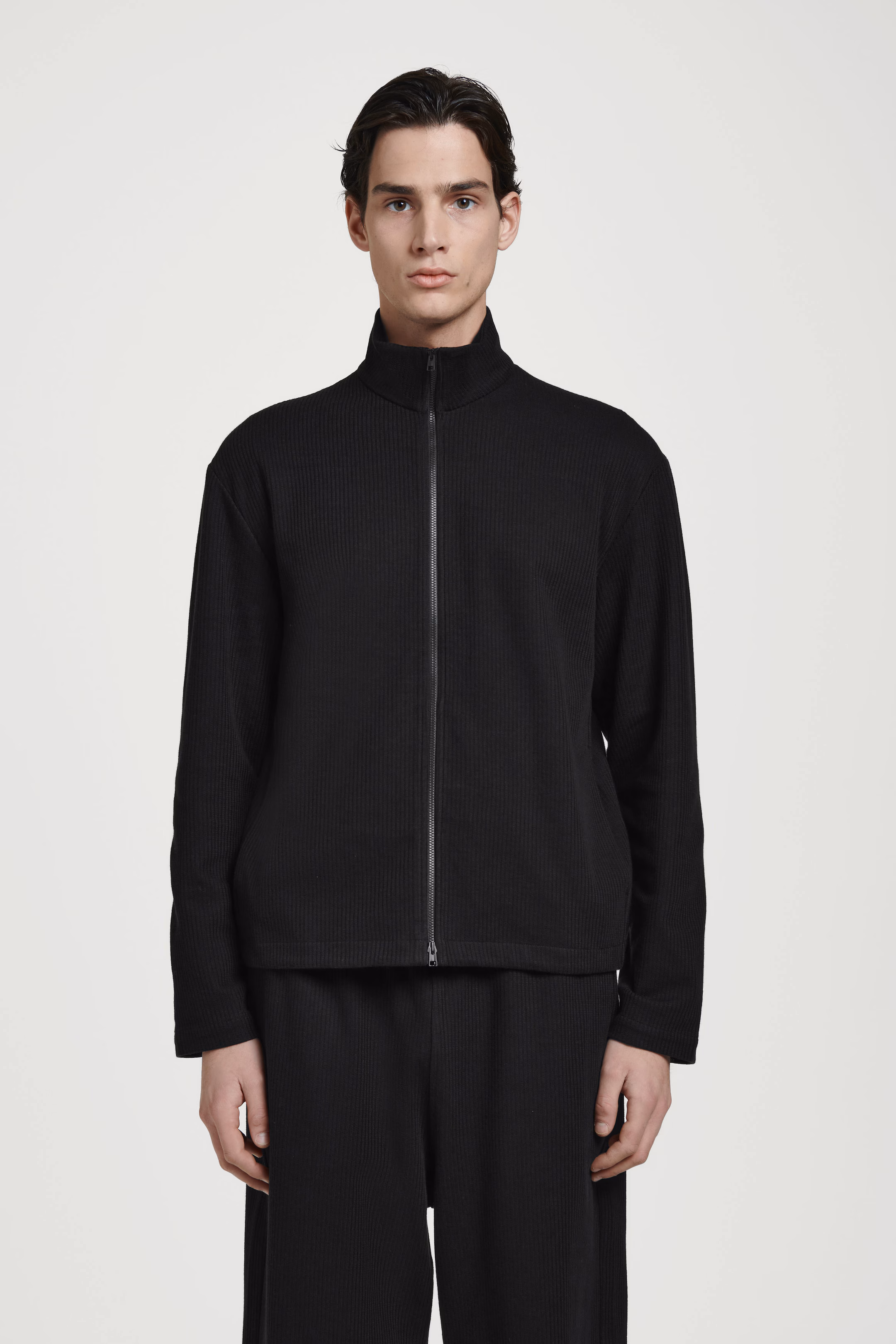RIBBED JERSEY TRACK JACKET