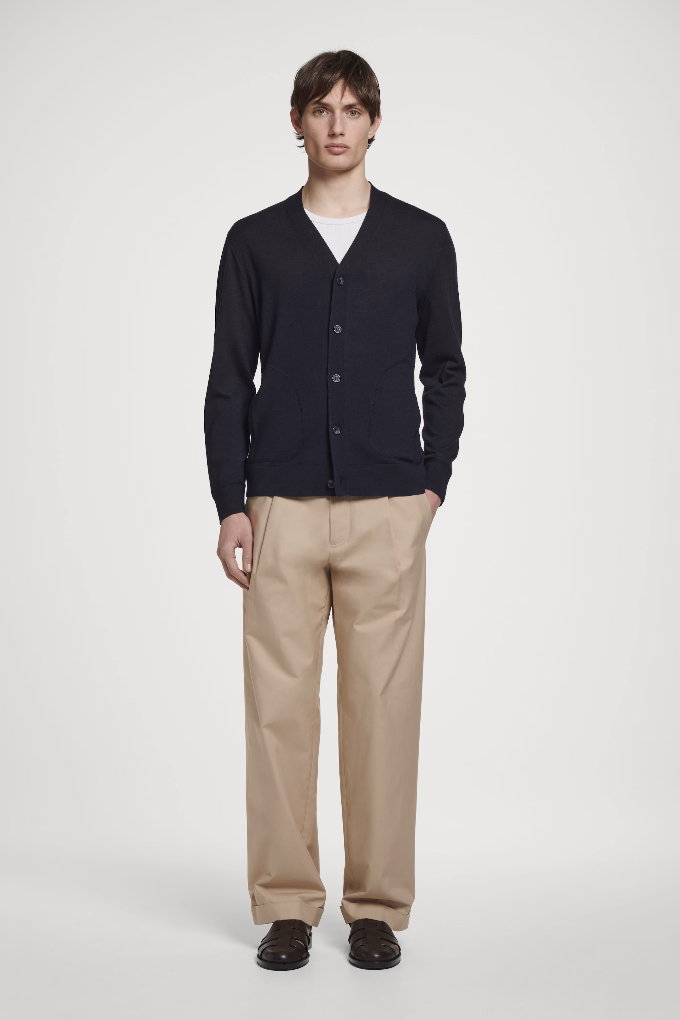 MERINO WOOL V-NECK CARDIGAN