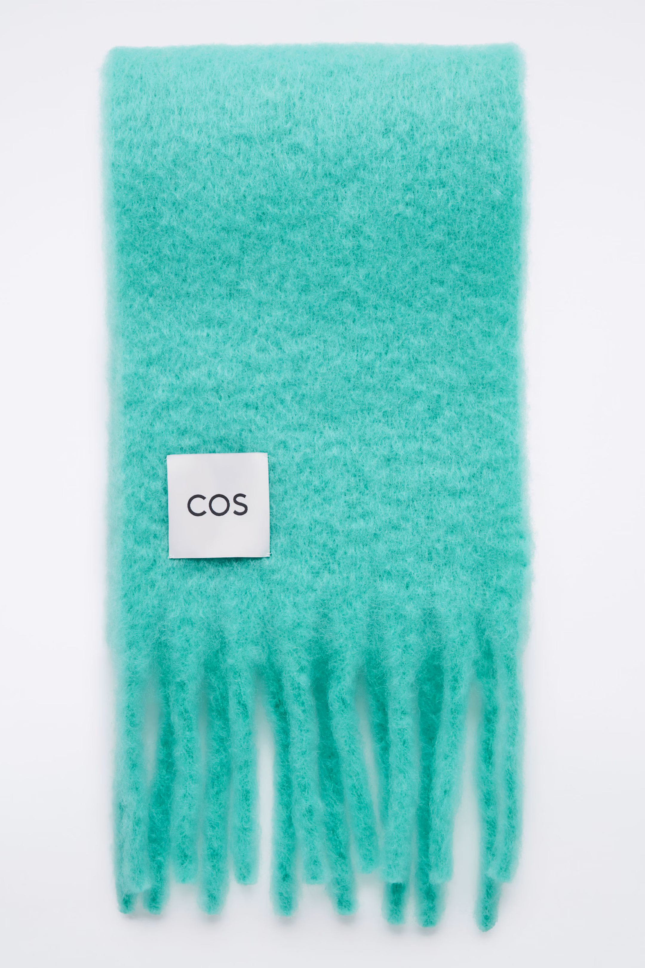 FRINGED BRUSHED-MOHAIR SCARF