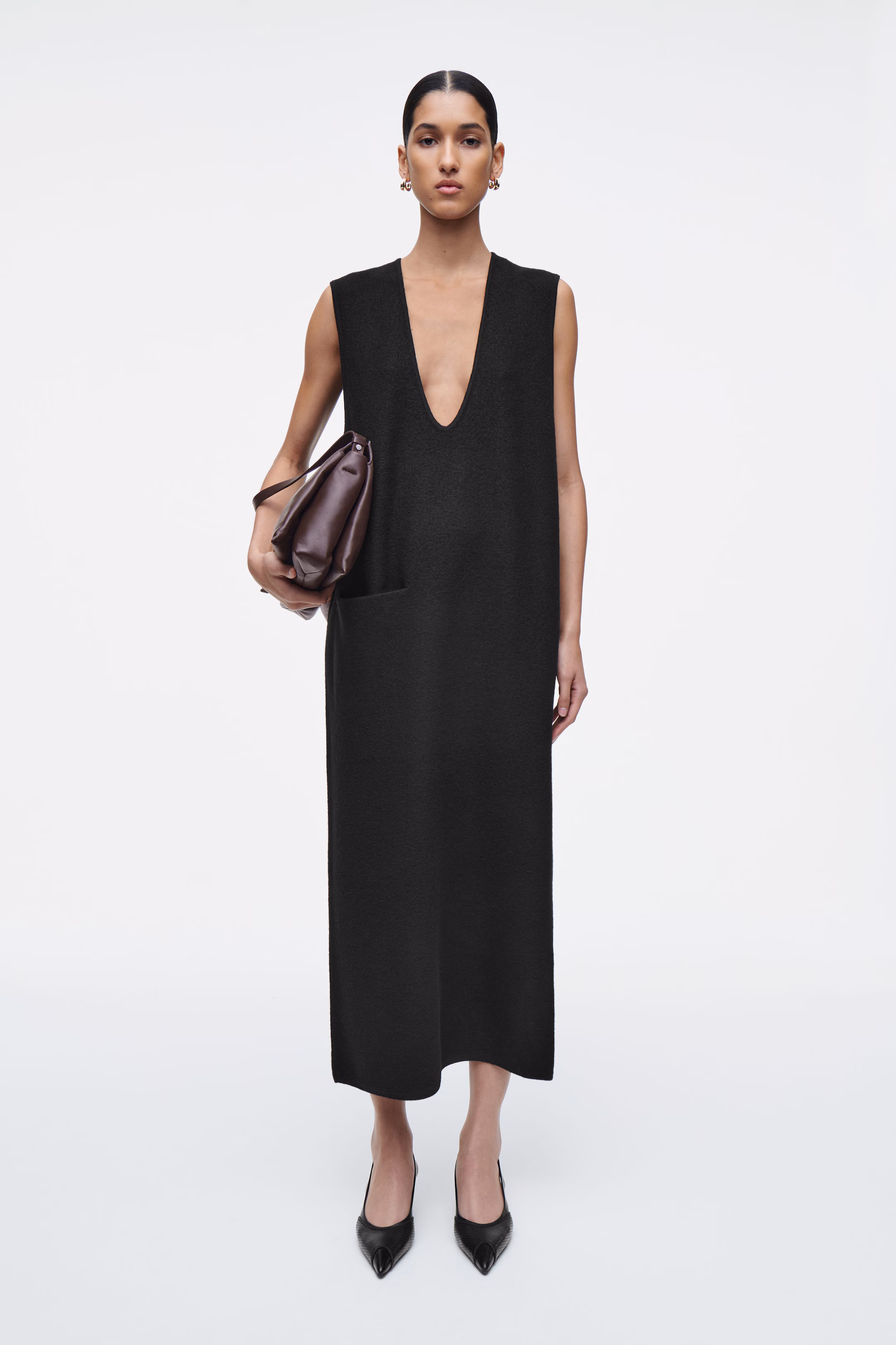BOILED-WOOL MIDI DRESS