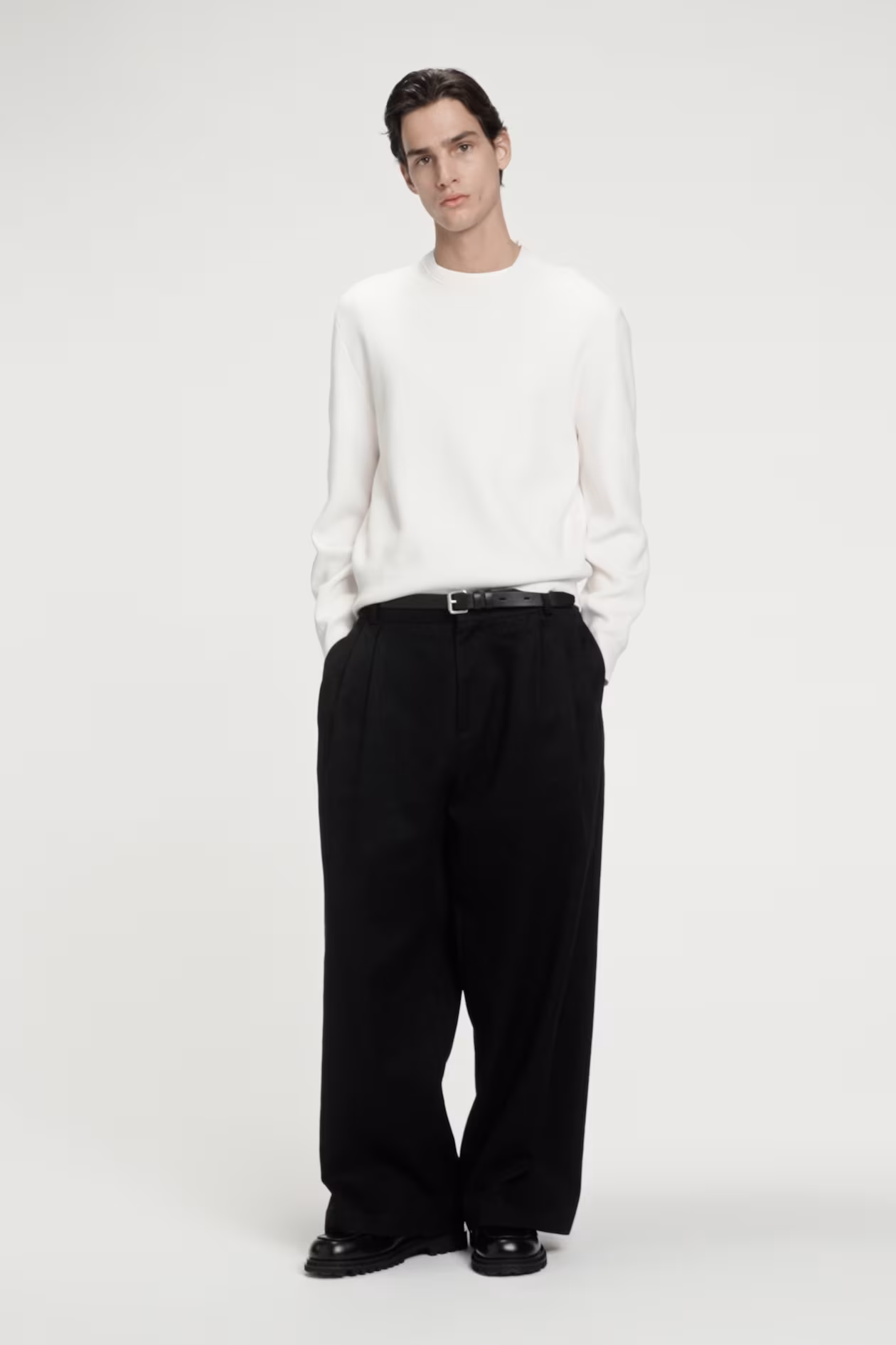 DOUBLE-FACED BOMBER-NECK KNITTED JUMPER