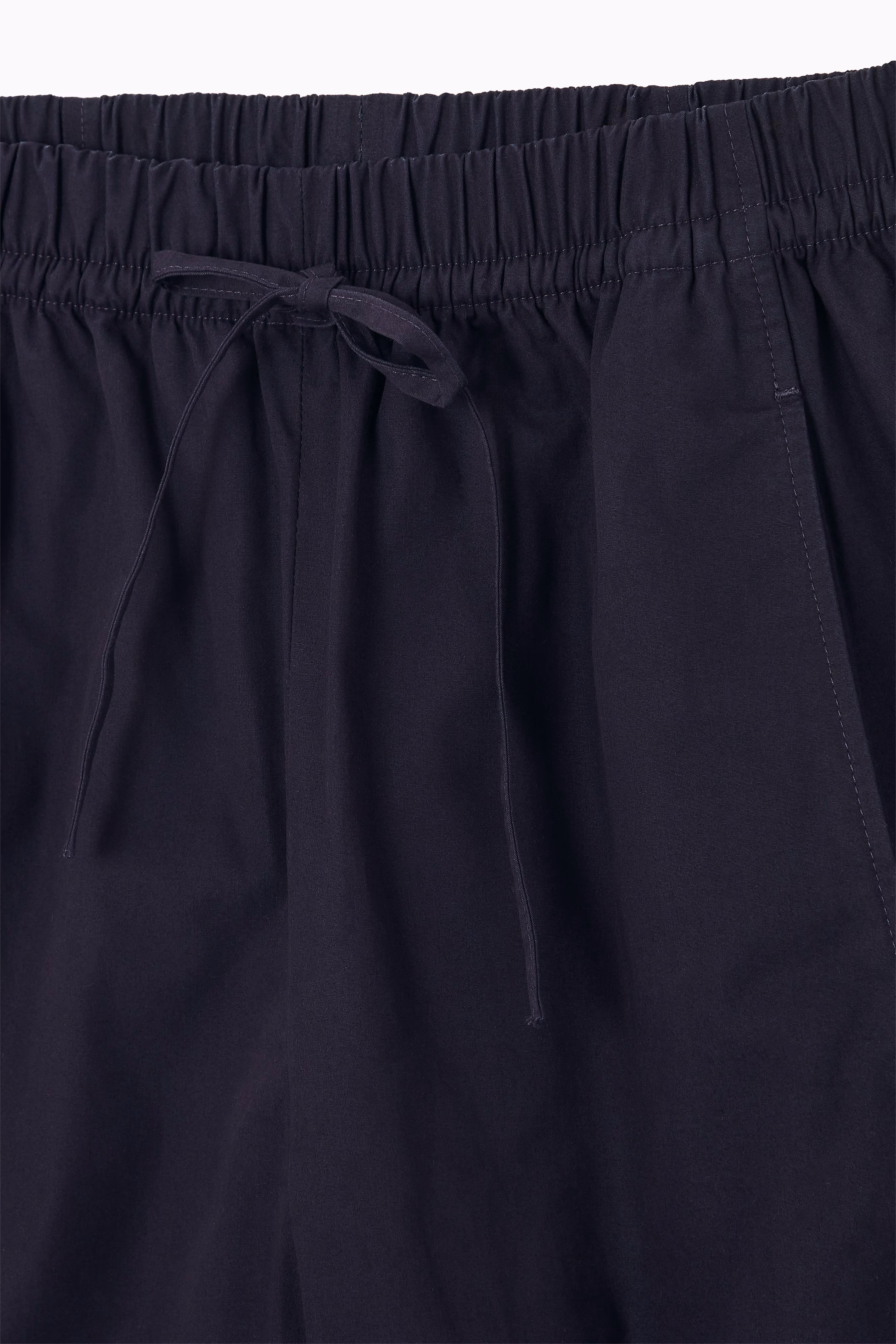 ELASTICATED BARREL-LEG TROUSERS