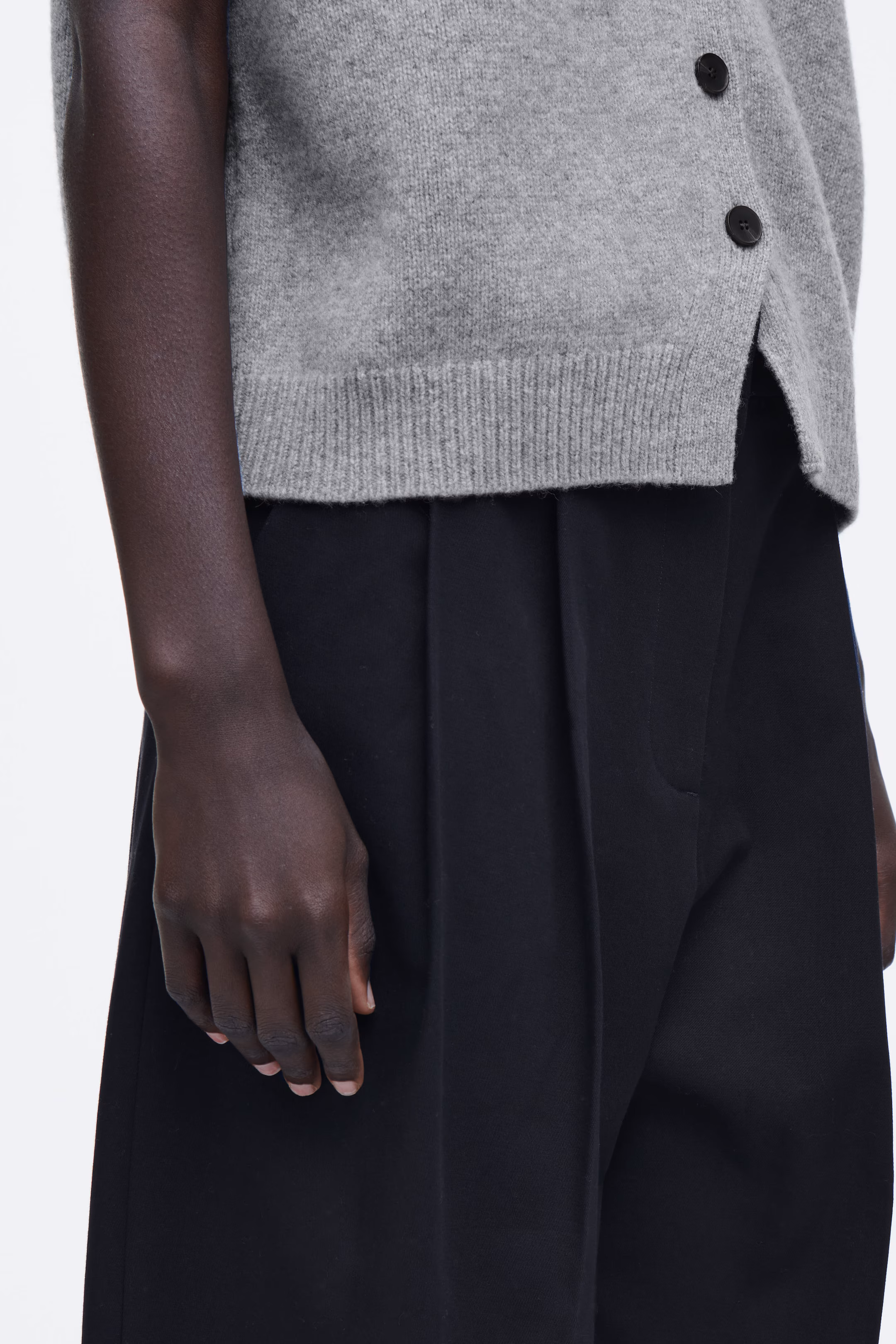 RELAXED COTTON WIDE-LEG TROUSERS