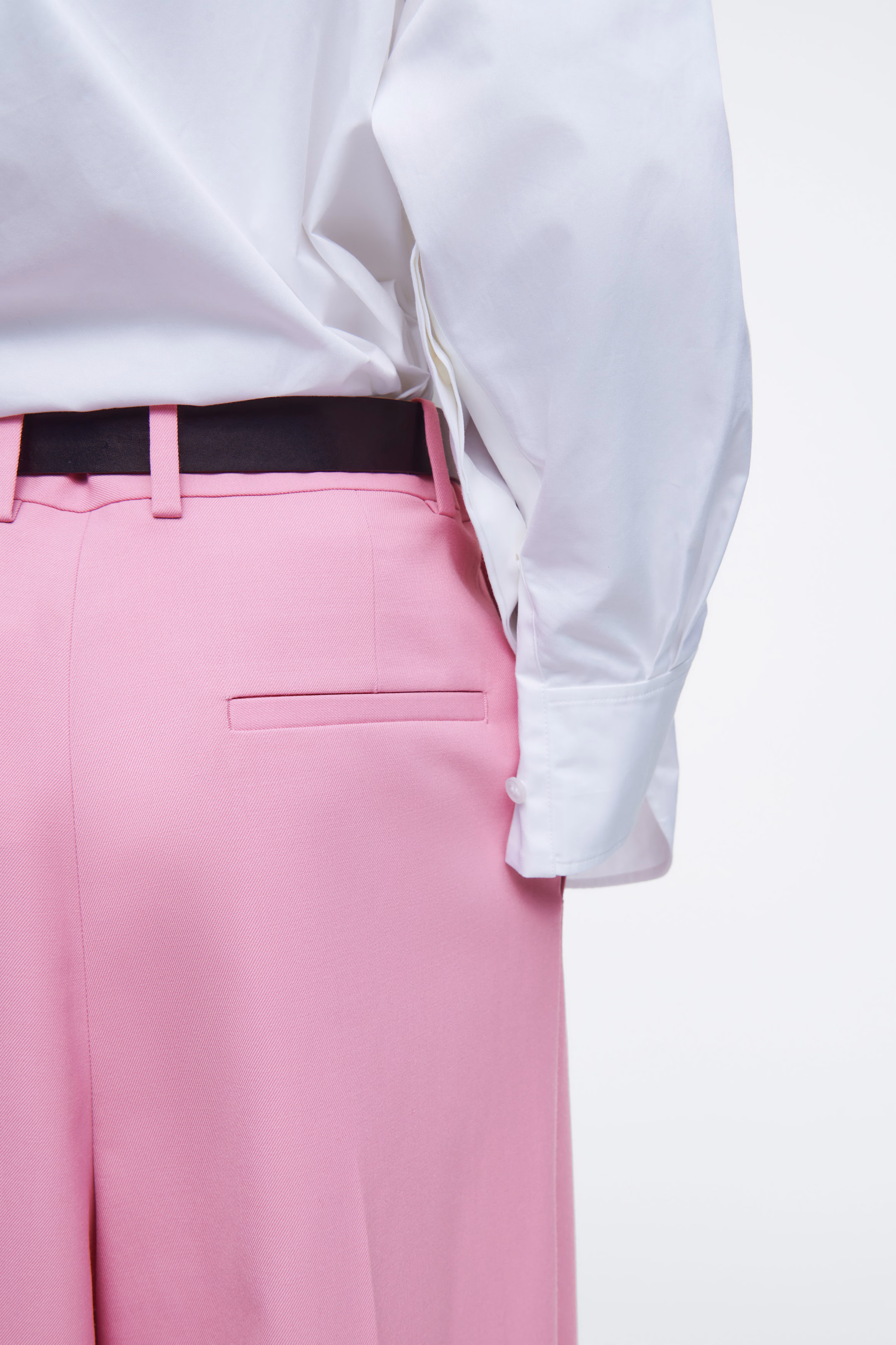 RELAXED TWILL WIDE-LEG TROUSERS