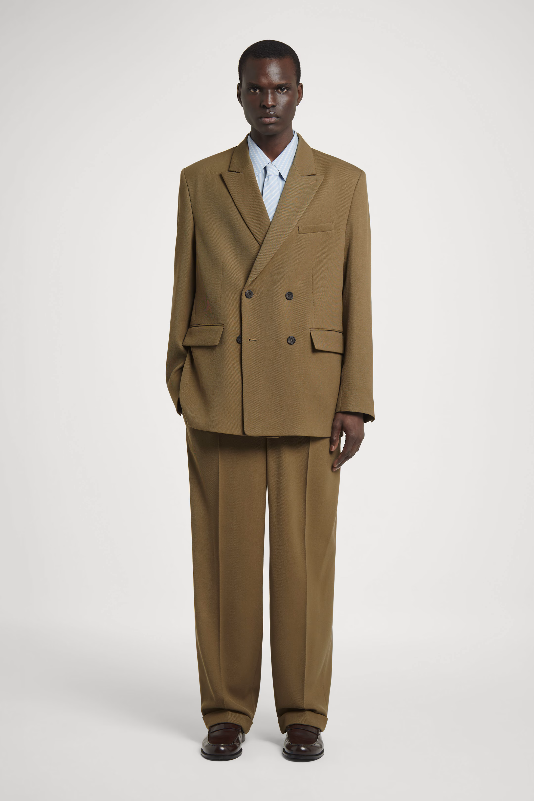 WOOL-TWILL TURN-UP TROUSERS