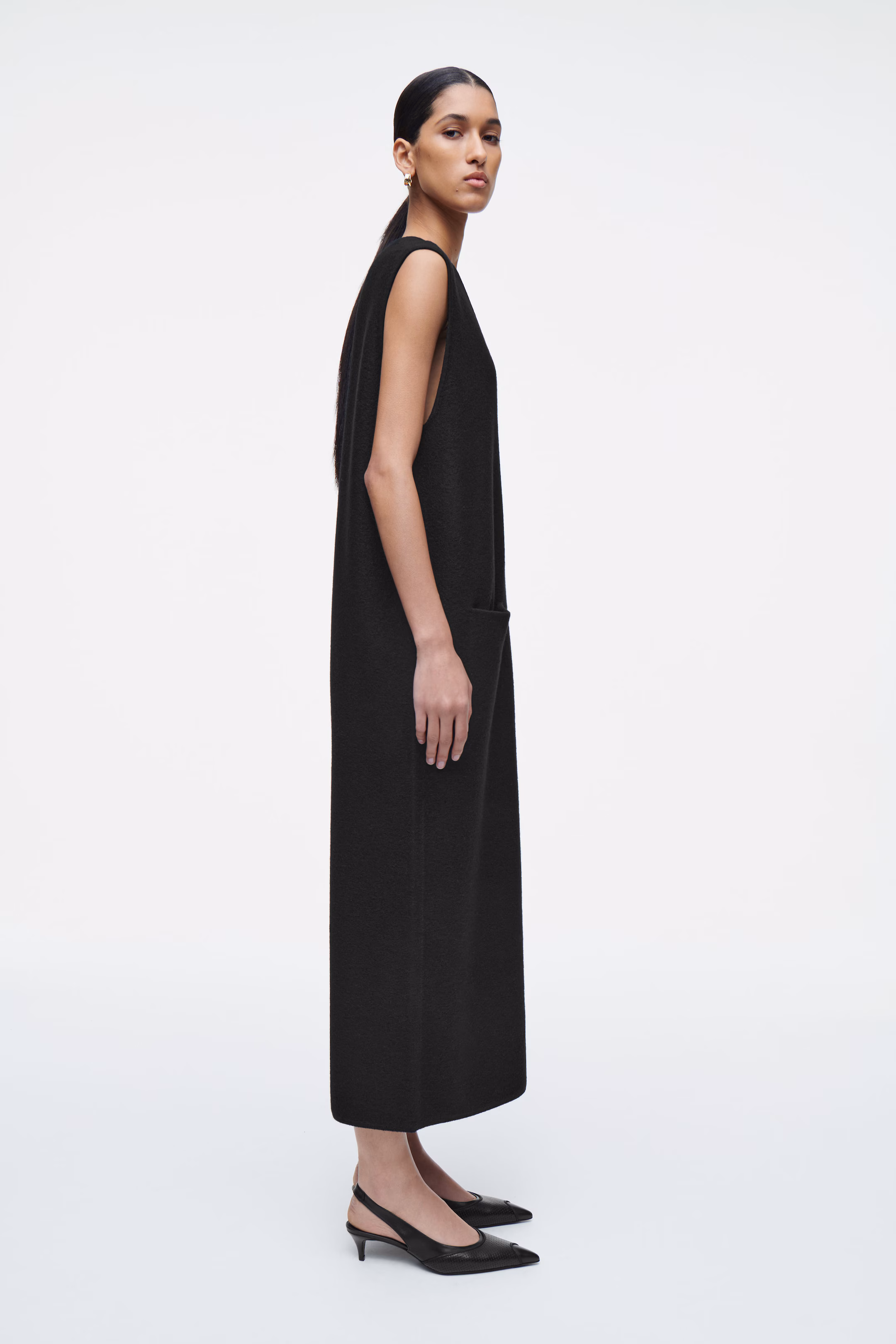 BOILED-WOOL MIDI DRESS