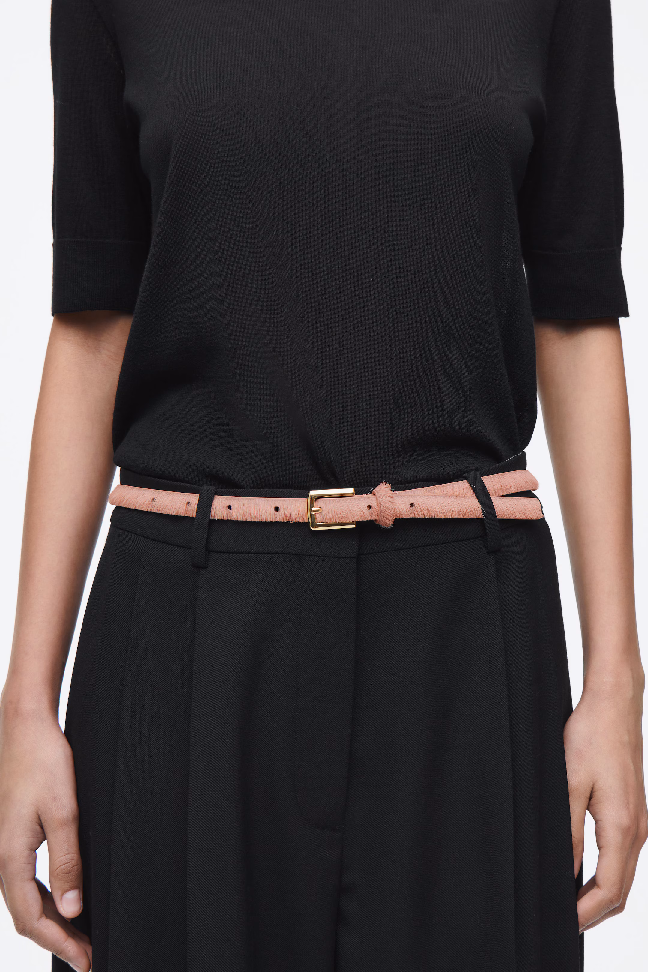 SKINNY PONY-HAIR BELT