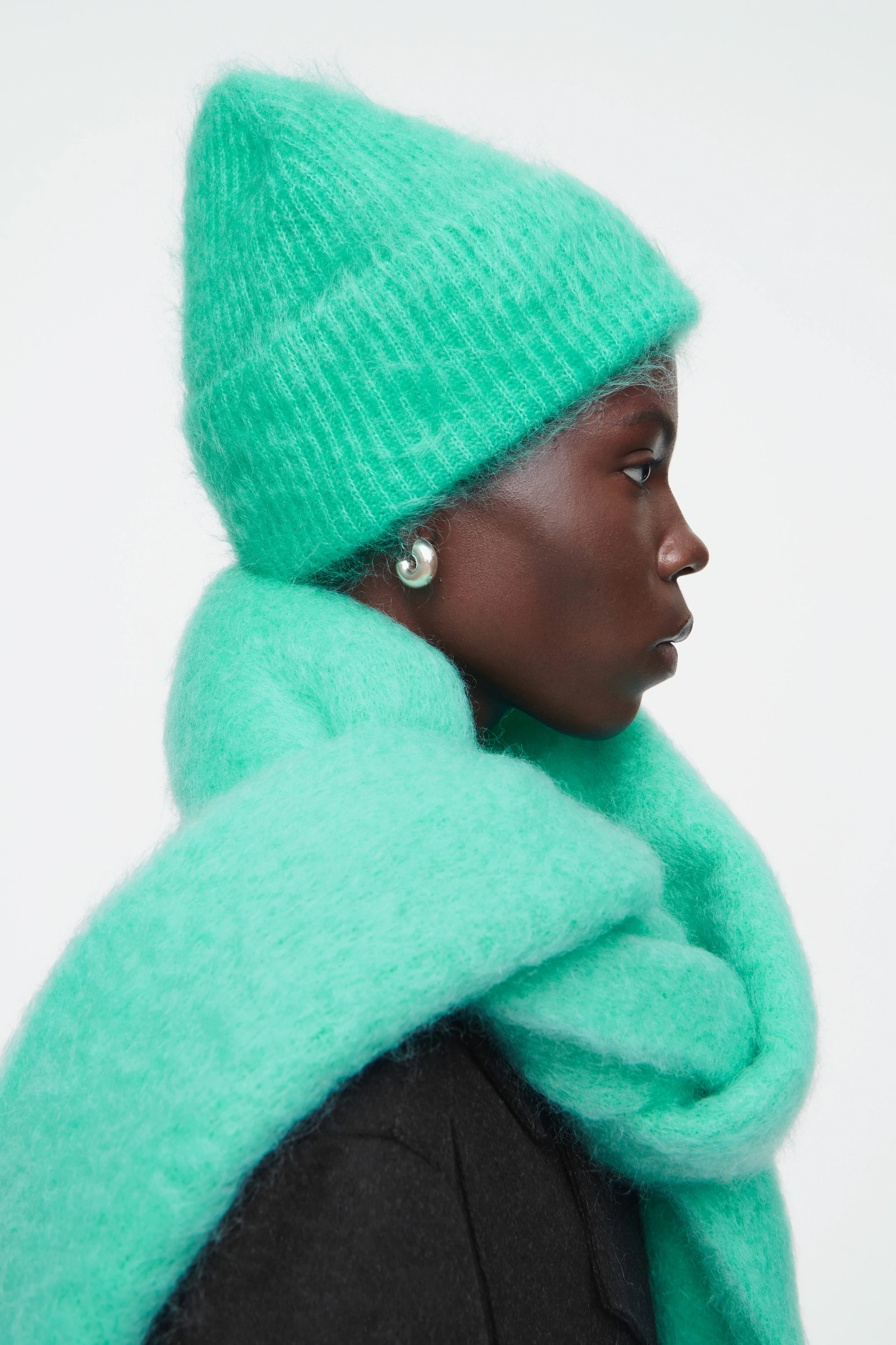 FRINGED BRUSHED-MOHAIR SCARF