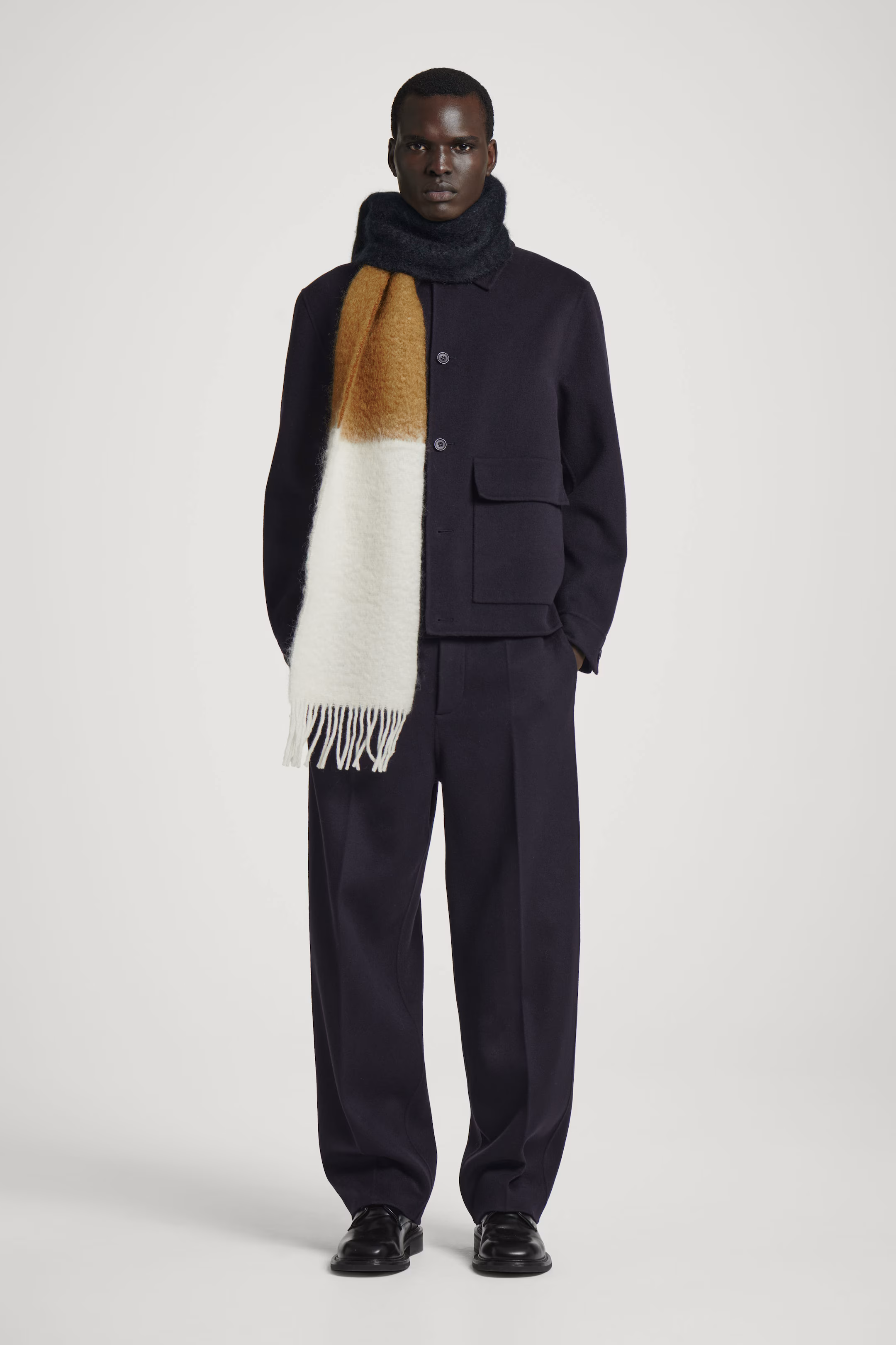 COLOUR-BLOCK MOHAIR SCARF